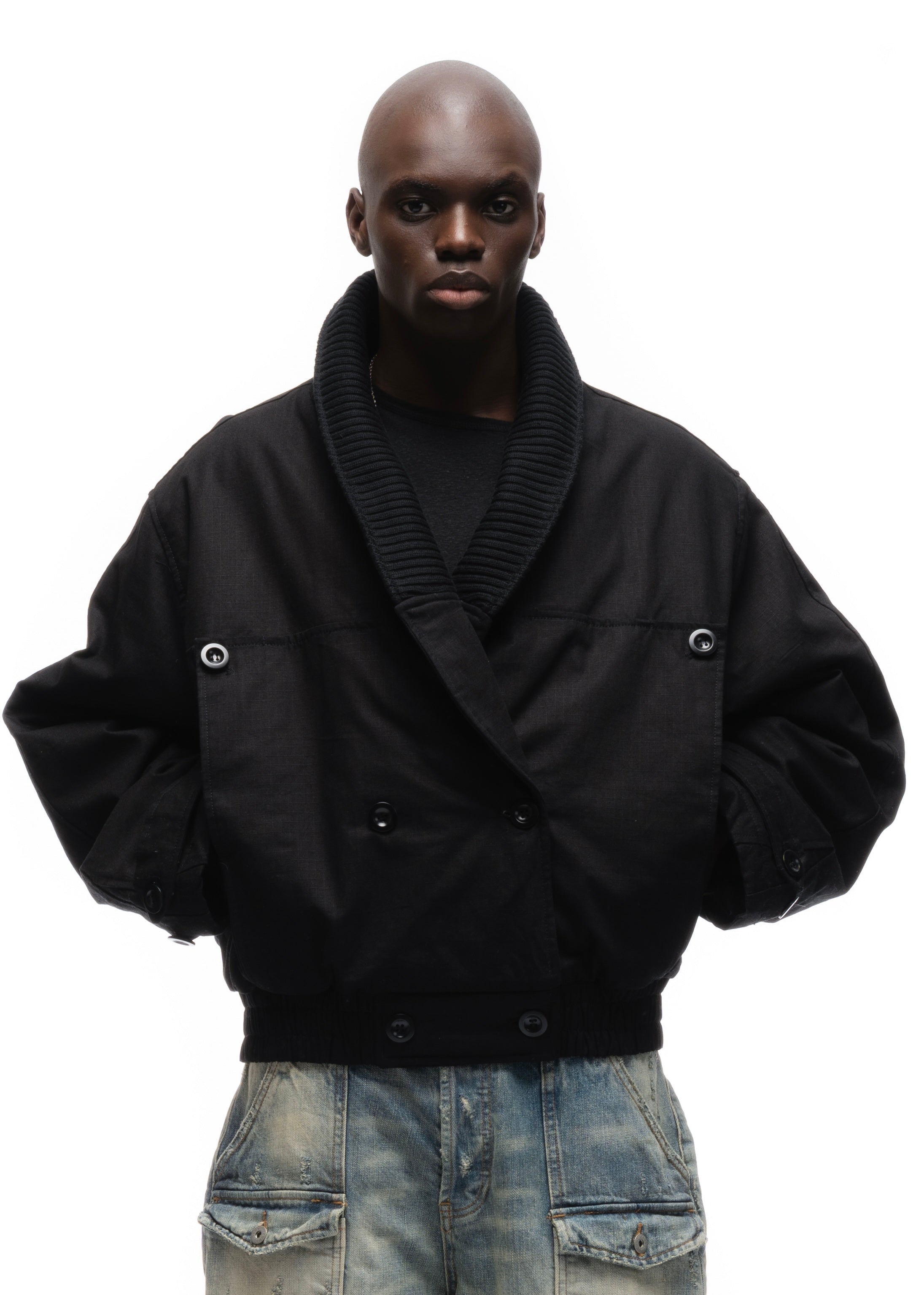 PILOT BUTTON BOMBER JACKET – NO/FAITH STUDIOS