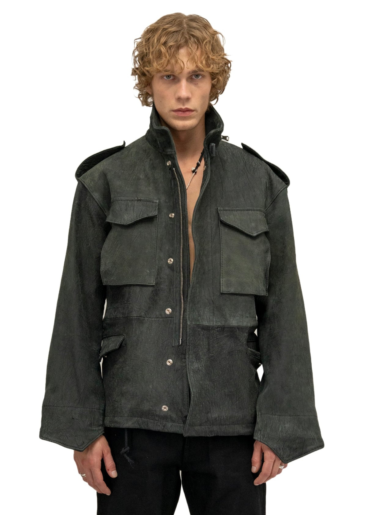 LEATHER FIELD PARKA BLACK