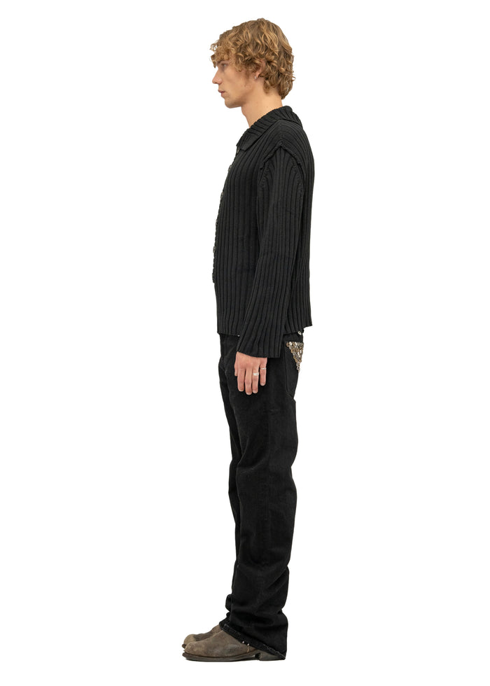 BUTTON LINE KNIT JUMPER BLACK