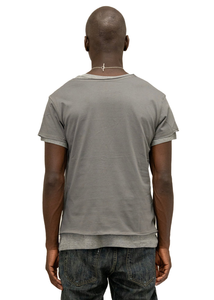 DOUBLE-LAYERED T-SHIRT GREY