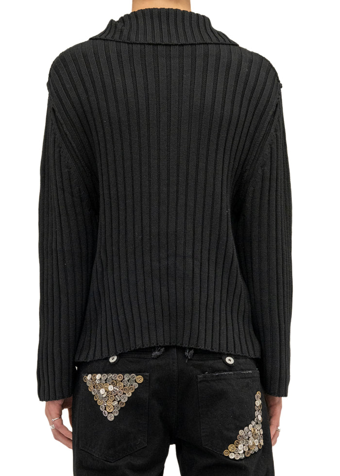 BUTTON LINE KNIT JUMPER BLACK