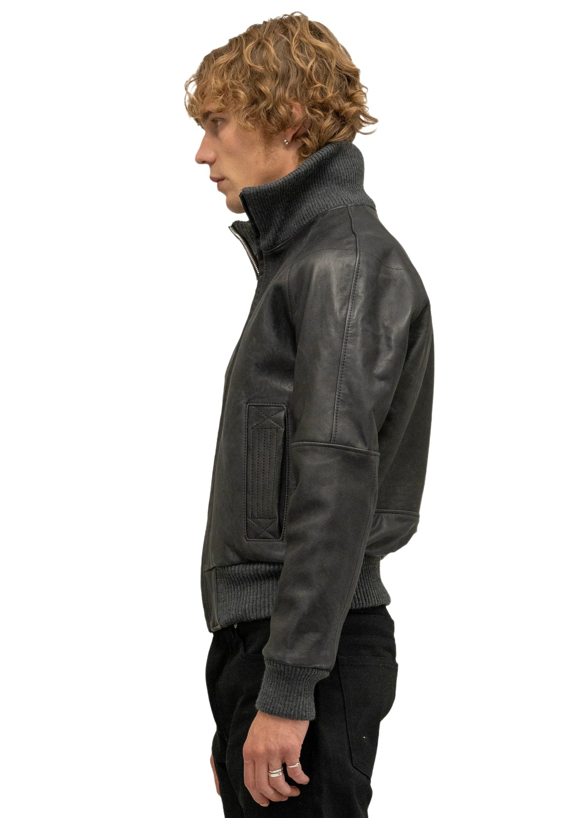 DUST ONE CUT LEATHER JACKET BLACK