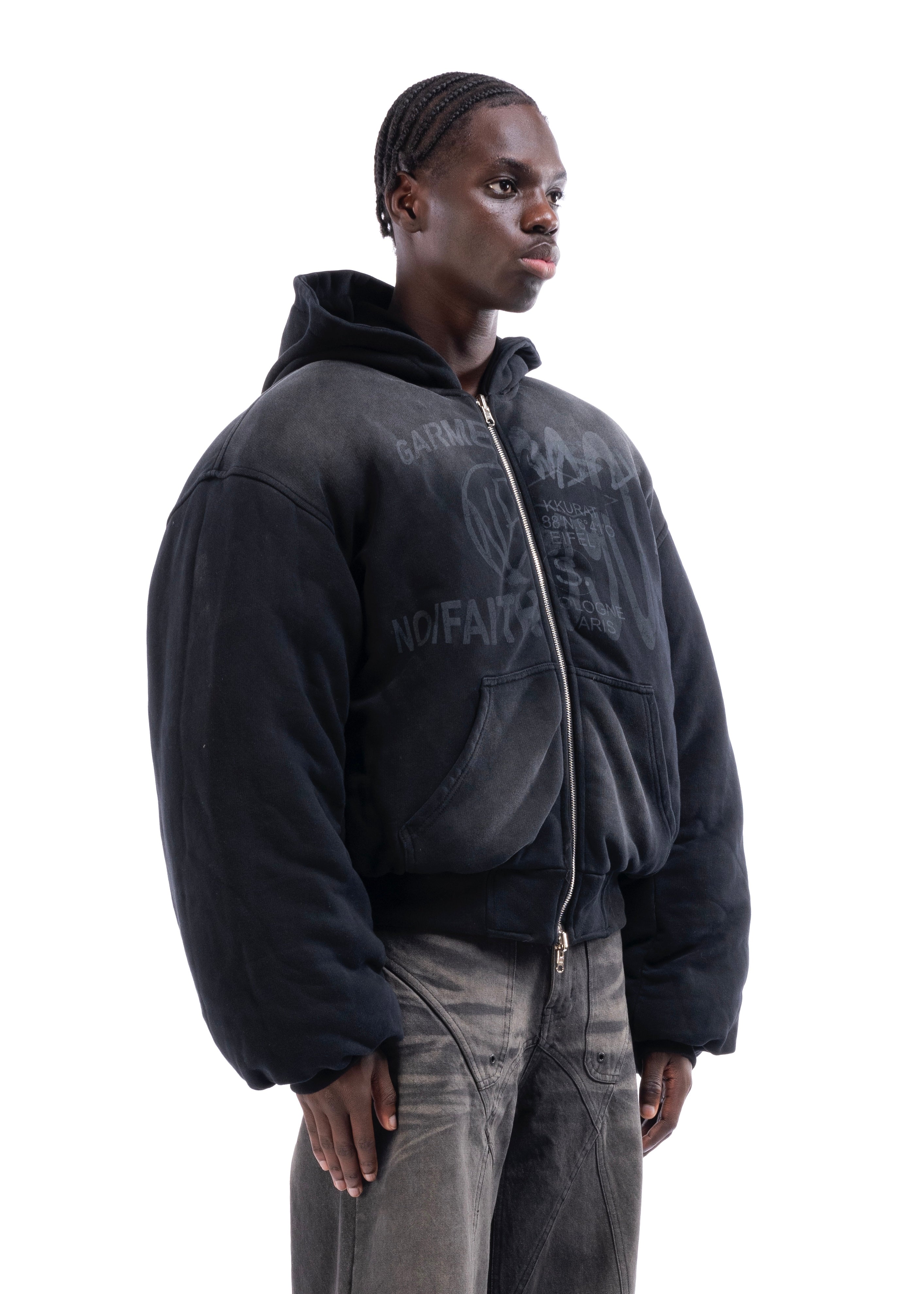 REVERSIBLE HOOD BOMBER JACKET BLACK – NO/FAITH STUDIOS