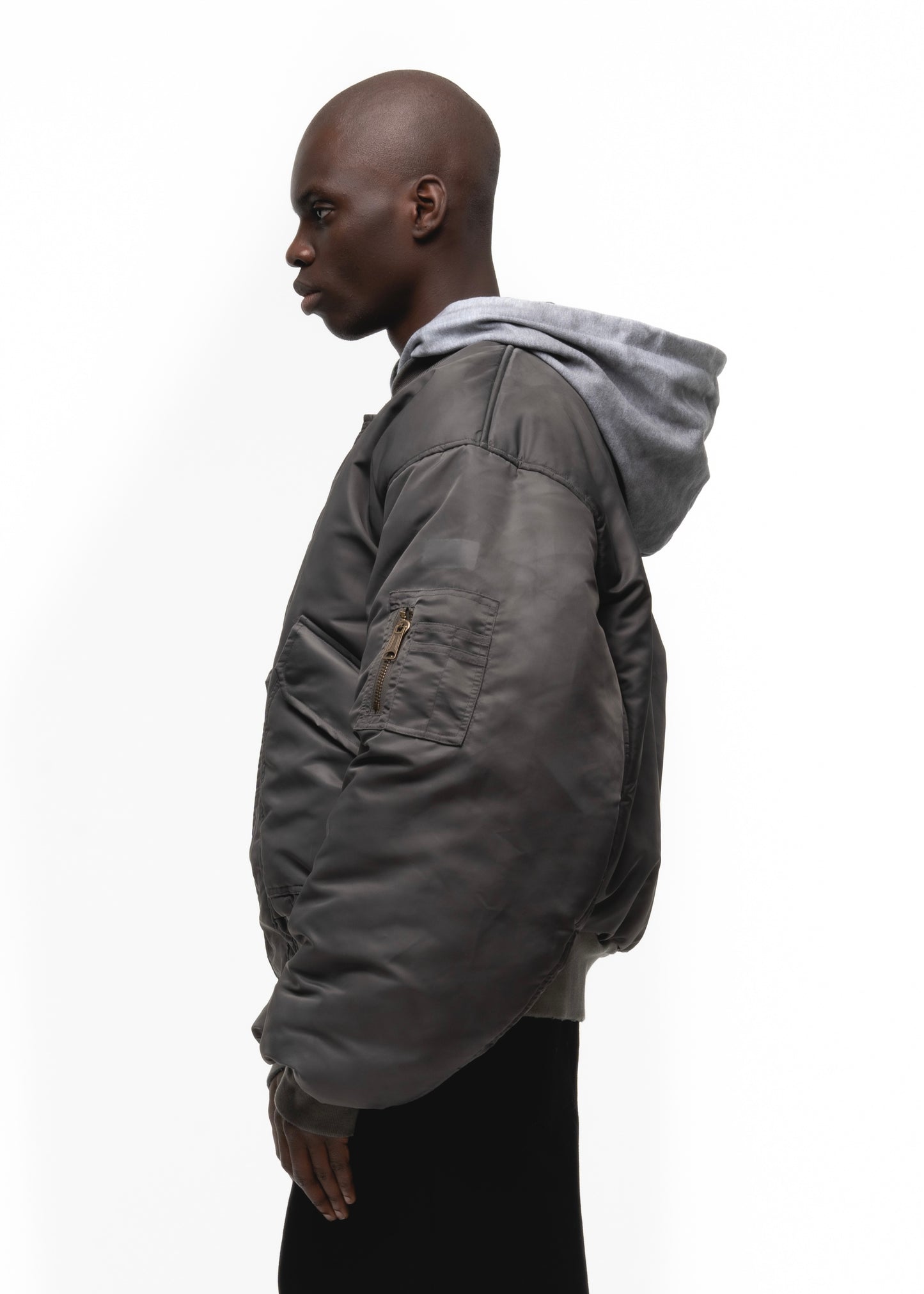 BASIC REVERSIBLE WAFFLE BOMBER GREY