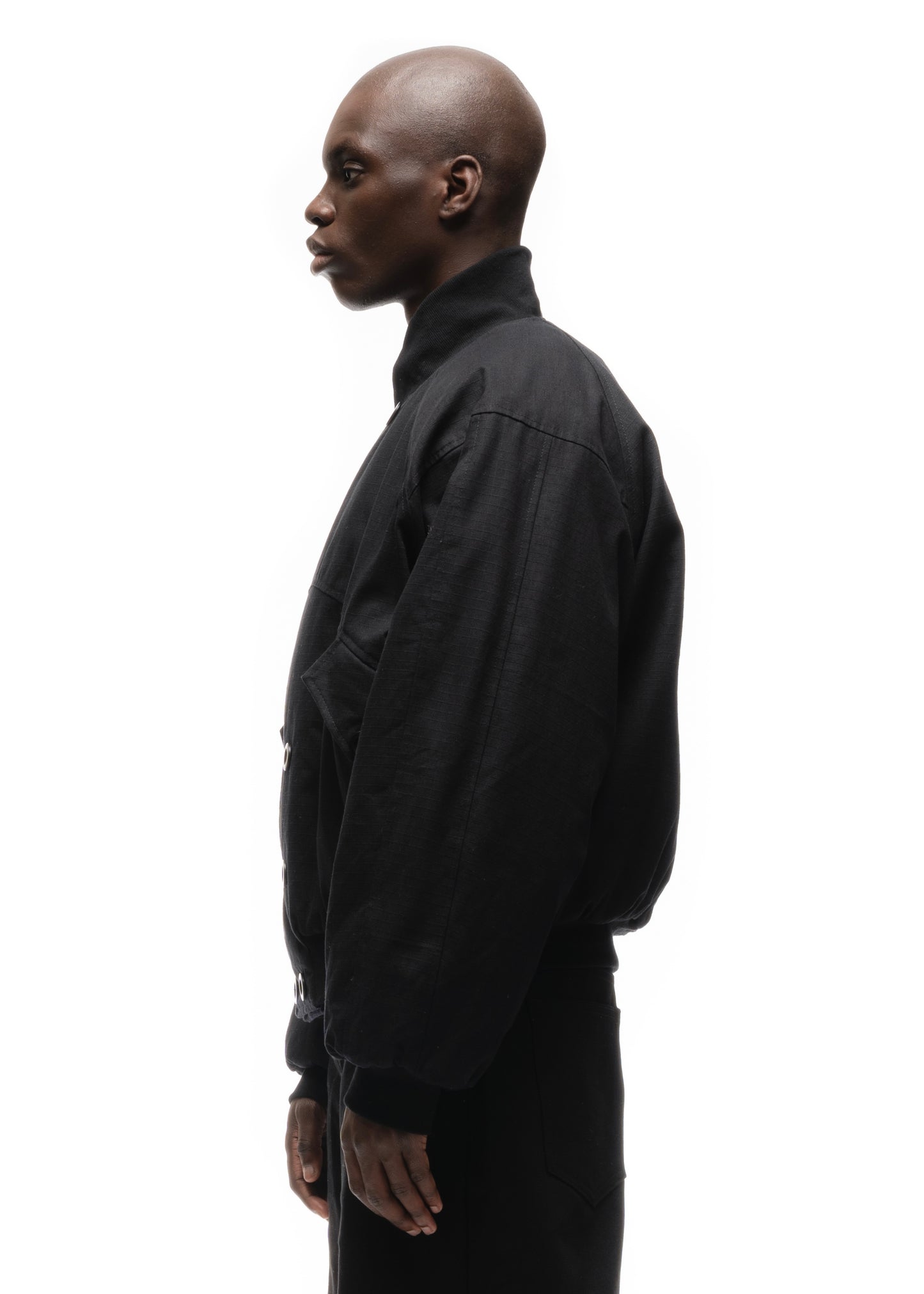 DOUBLE BUTTON BOMBER JACKET STRUCTURED BLACK