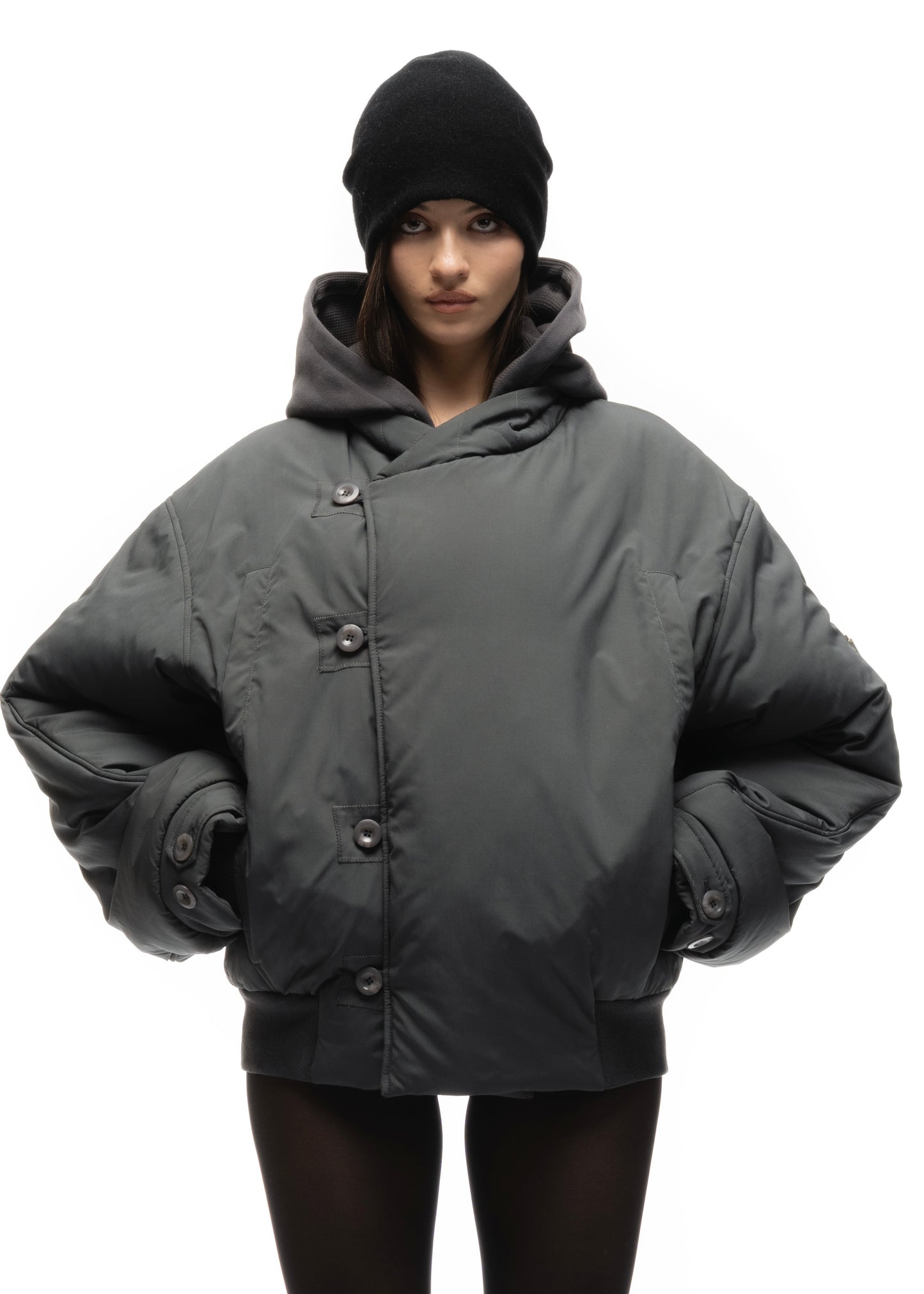 FENCING WAFFLE BOMBER JACKET COLD GREY FEMALE