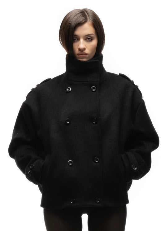 BUTTON UP MARINE JACKET BLACK FEMALE