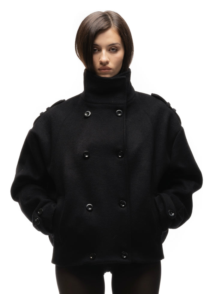 BUTTON UP MARINE JACKET BLACK FEMALE