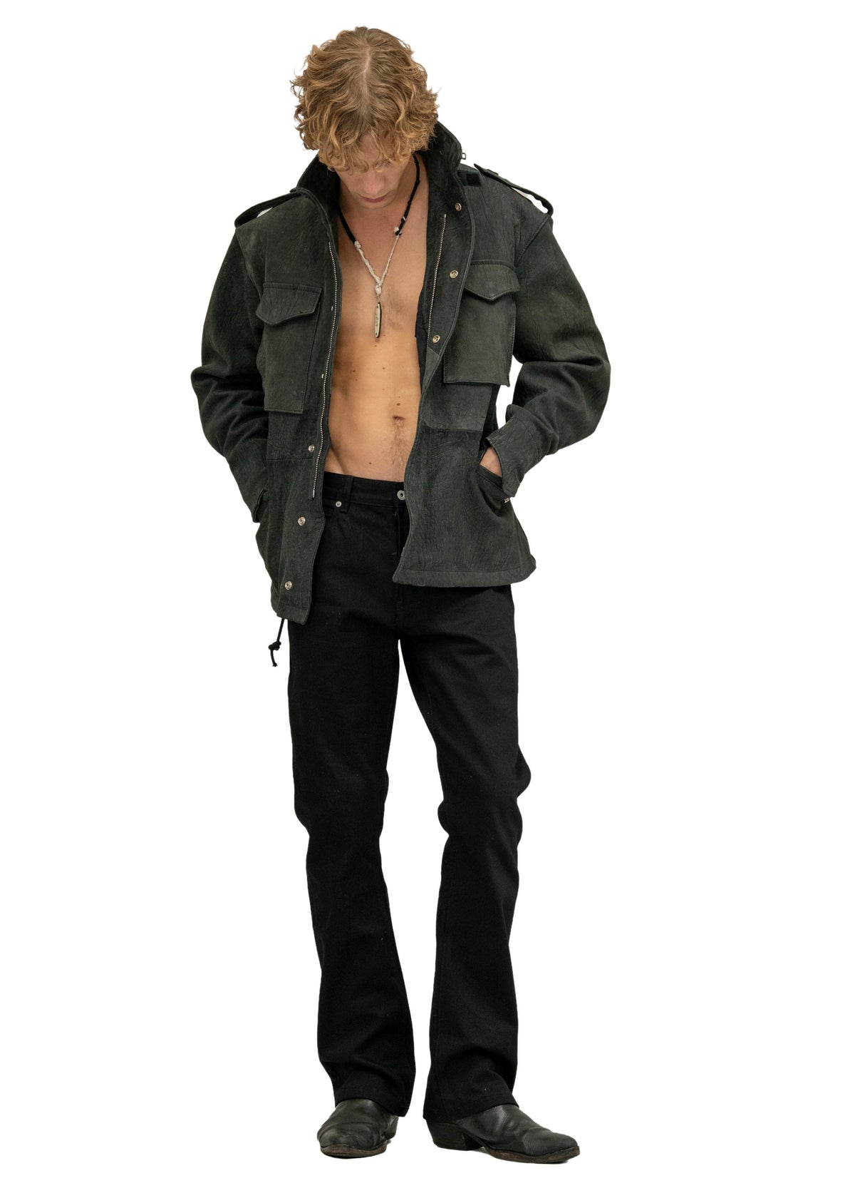 LEATHER FIELD PARKA BLACK