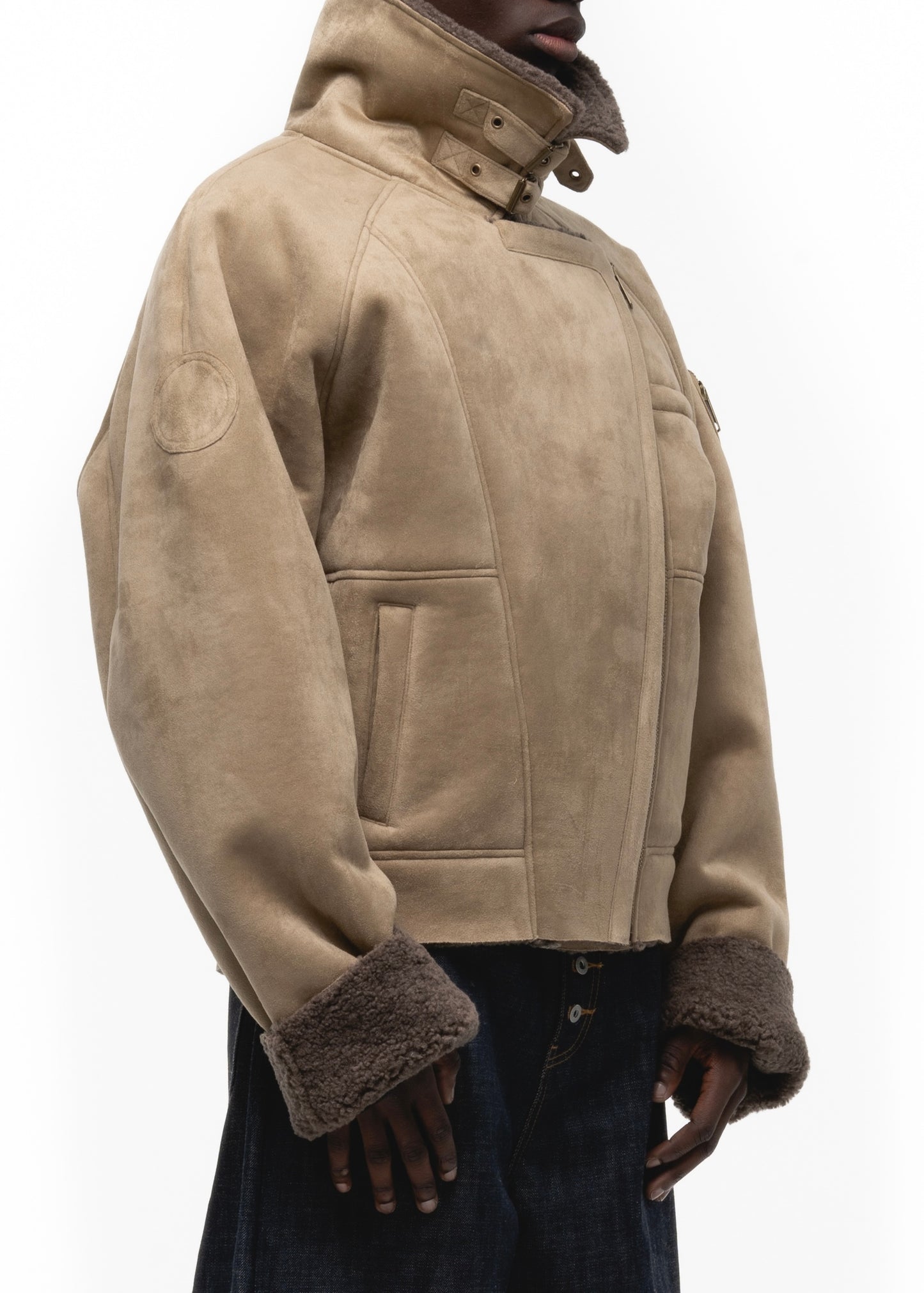 HEAVY FLIGHT SHEARLING JACKET DARK BEIGE