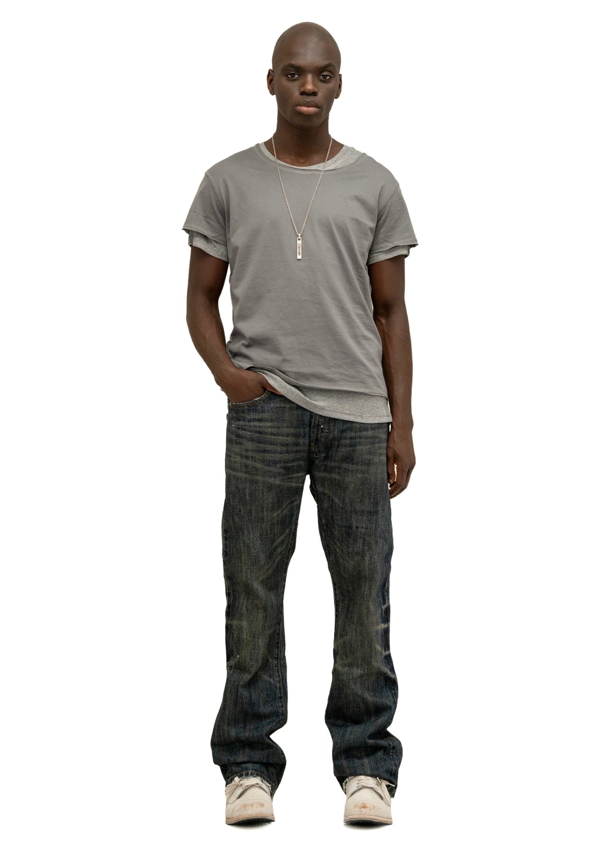 DOUBLE-LAYERED T-SHIRT GREY