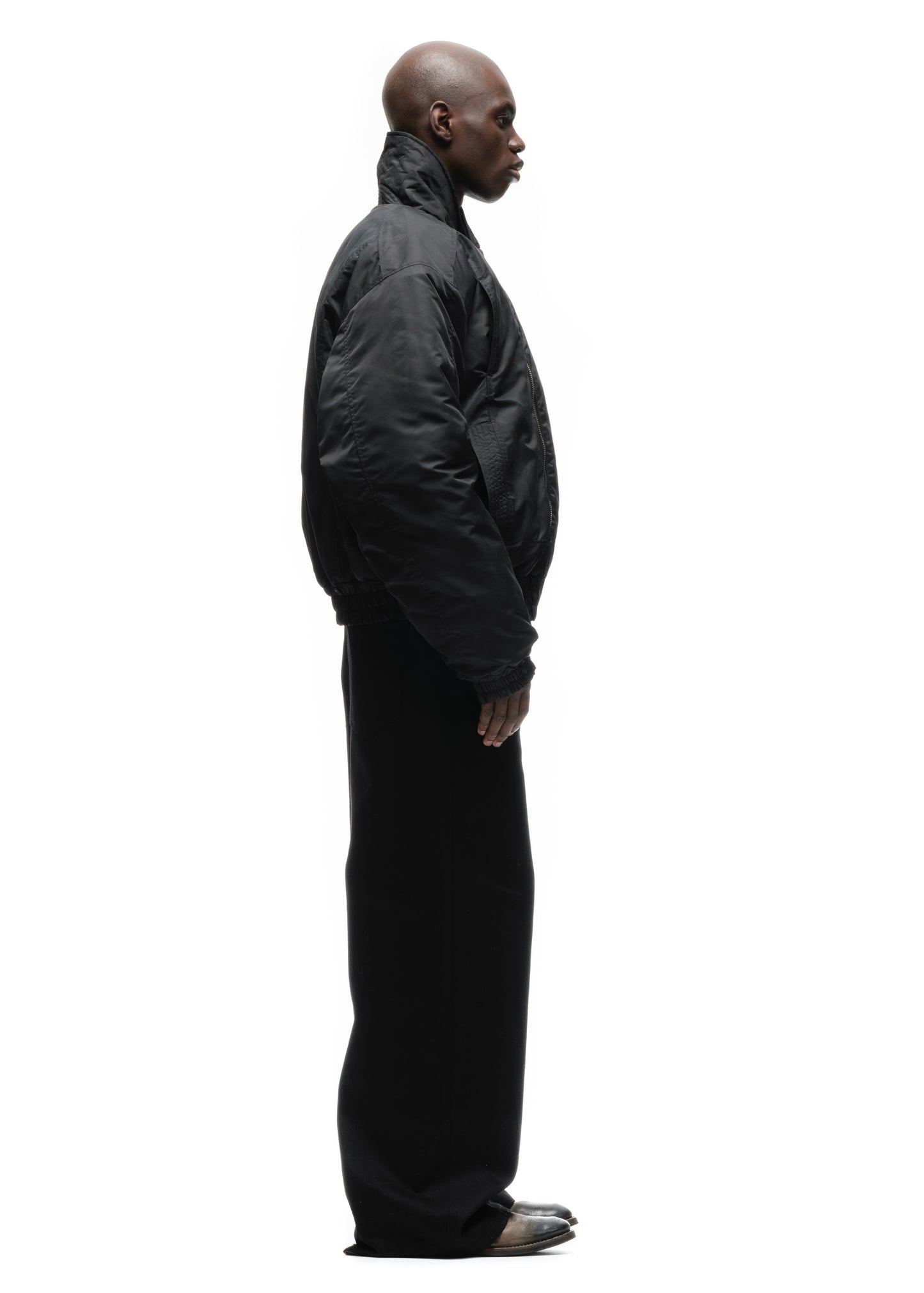 ASYMMETRICAL ZIP BOMBER JACKET BLACK