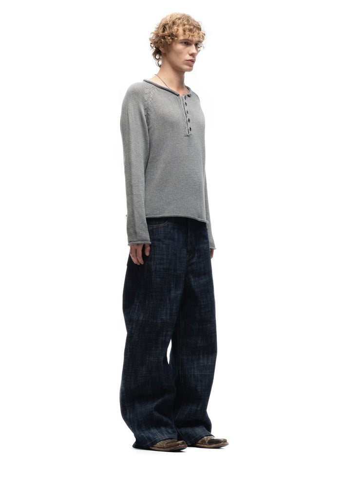 BUTTON KNIT SWEATER GREY
