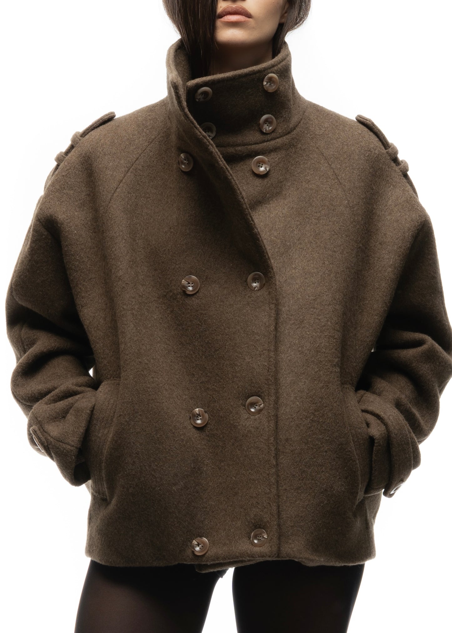 BUTTON UP MARINE JACKET GREEN FEMALE