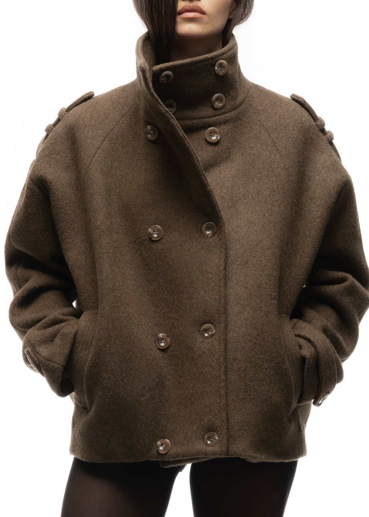 BUTTON UP MARINE JACKET GREEN FEMALE