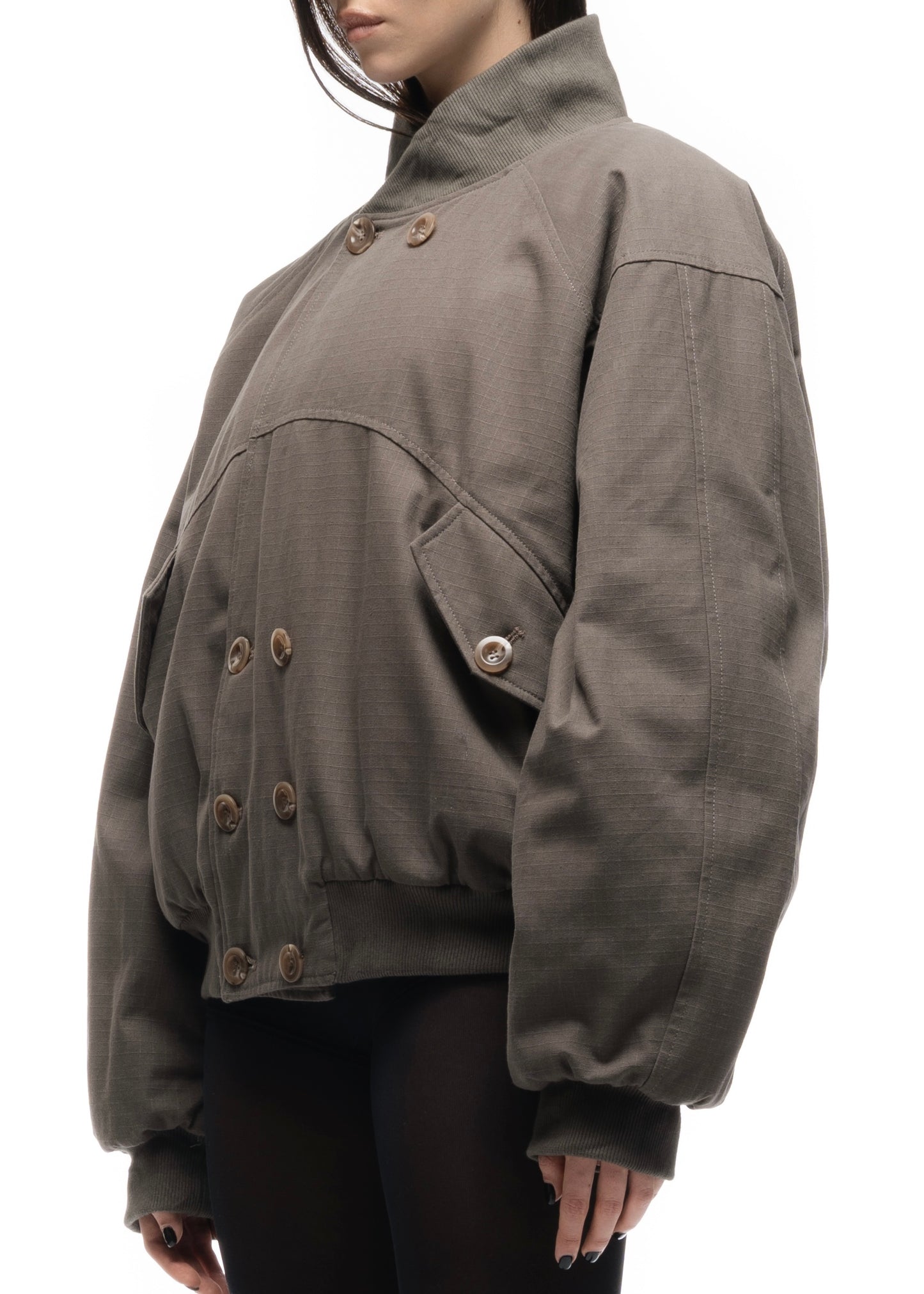 DOUBLE BUTTON BOMBER JACKET STRUCTURED STONE FEMALE