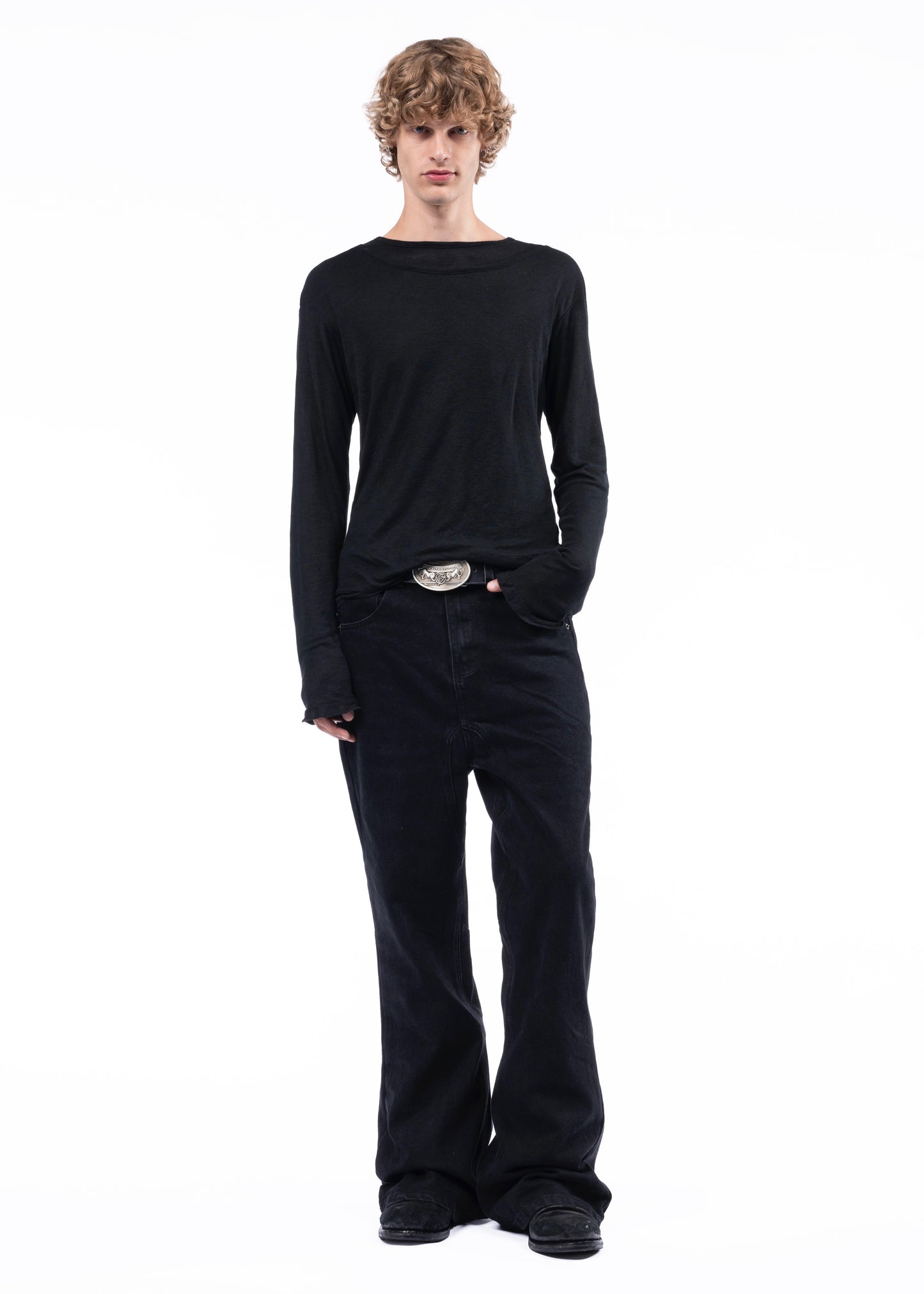 DOUBLE LAYERED ORGANIC COTTON LONGSLEEVE BLACK