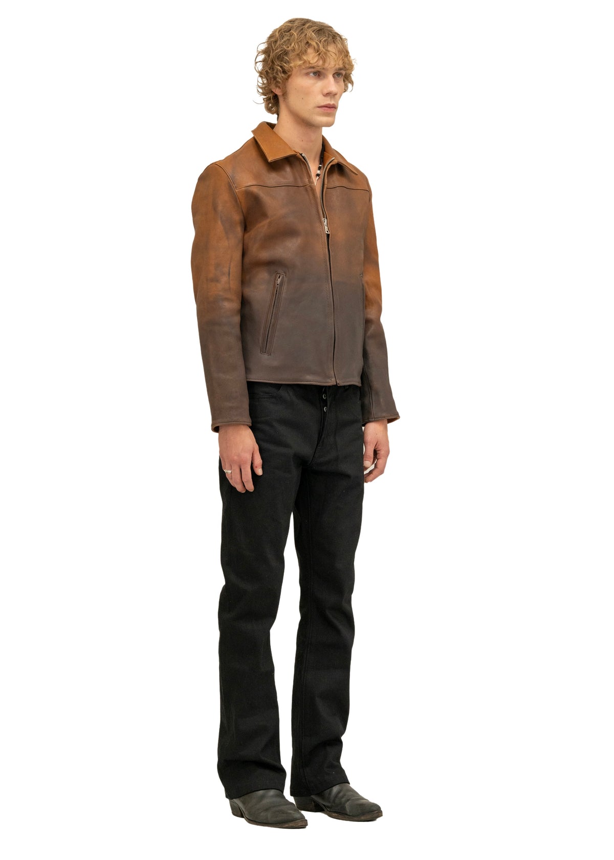 FADED BIKER ONE CUT LEATHER JACKET