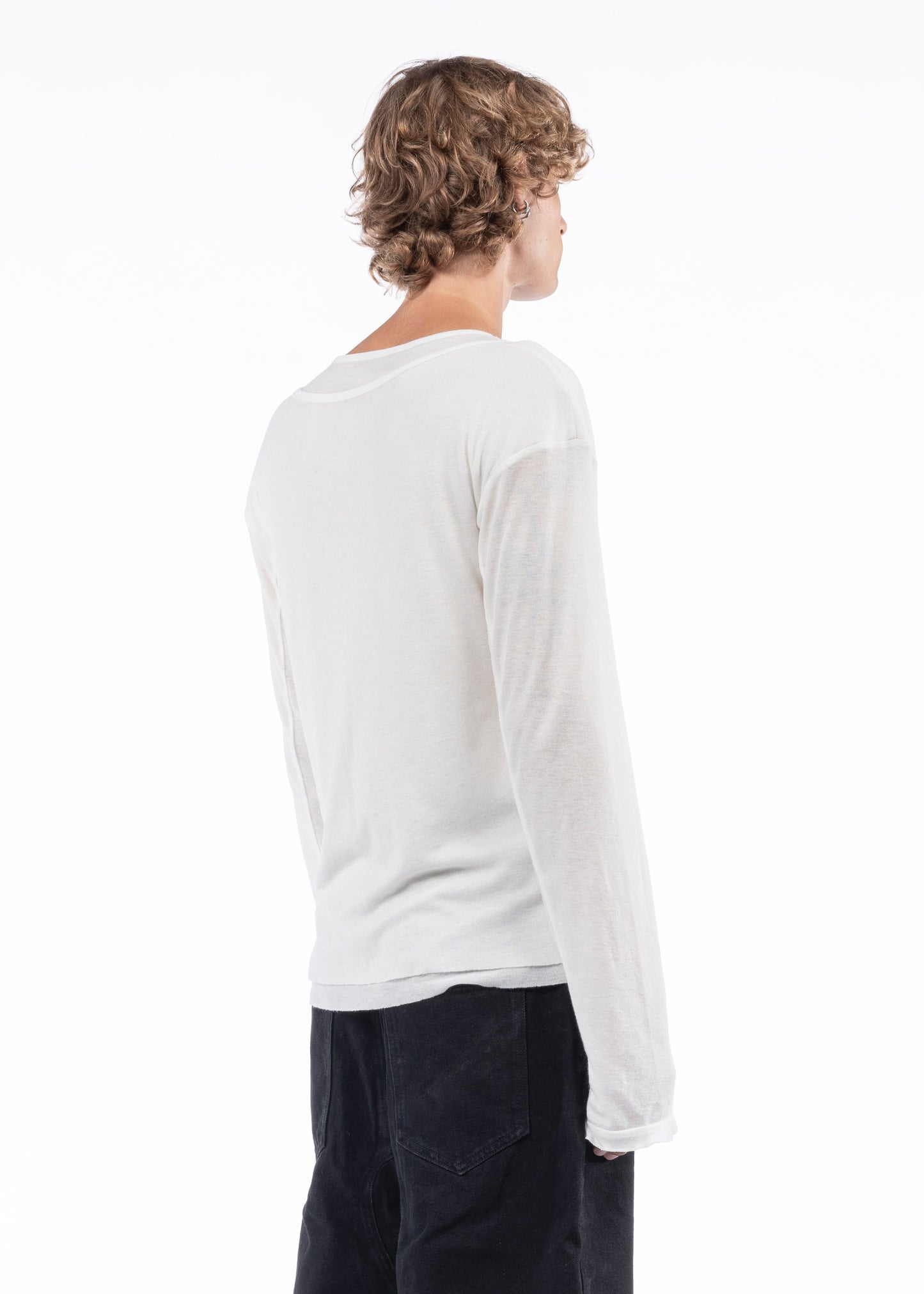 DOUBLE LAYERED ORGANIC COTTON LONGSLEEVE WHITE