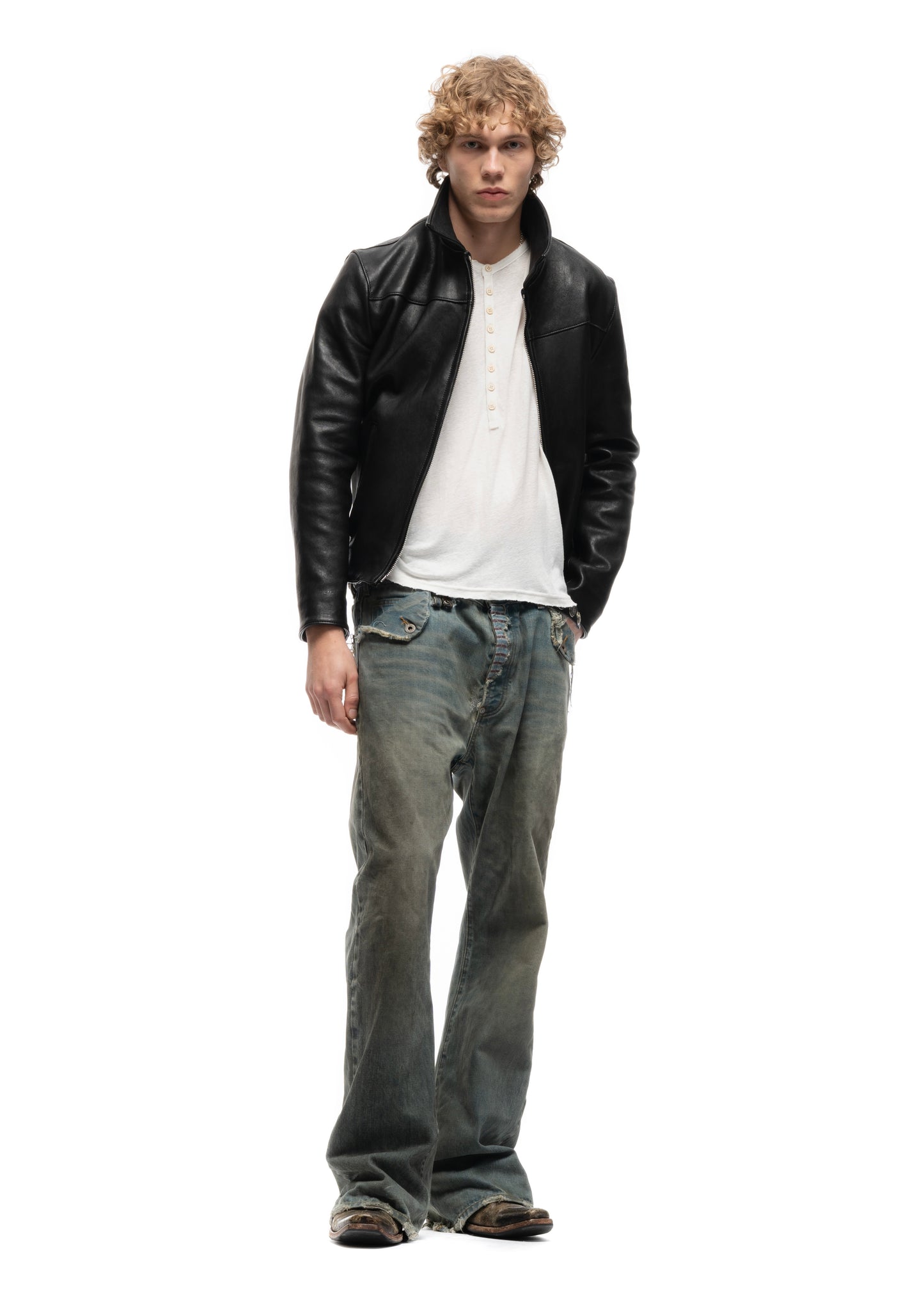 MESSAGE BUTTON UP T-SHIRT WHITE