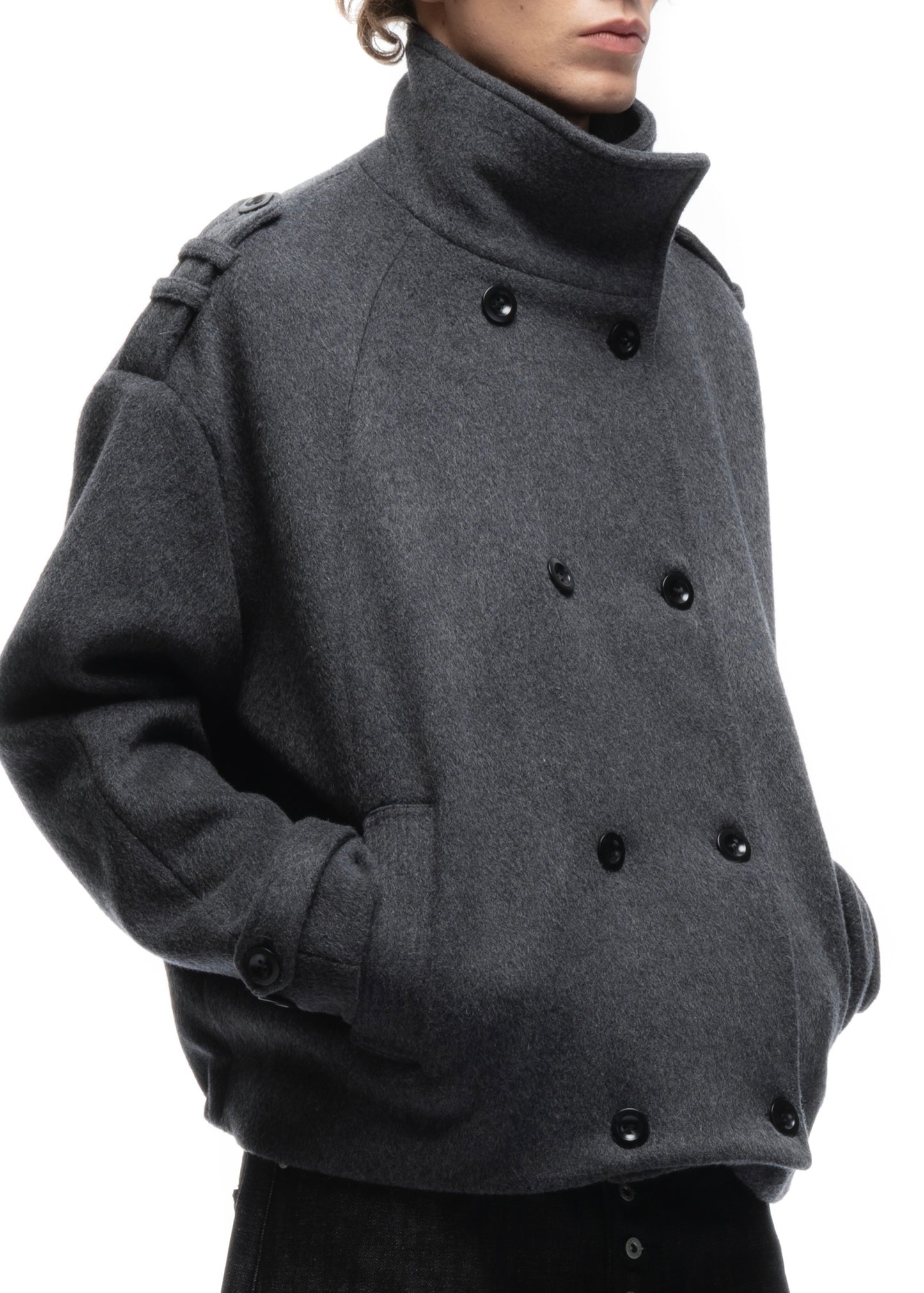 BUTTON UP MARINE JACKET GREY