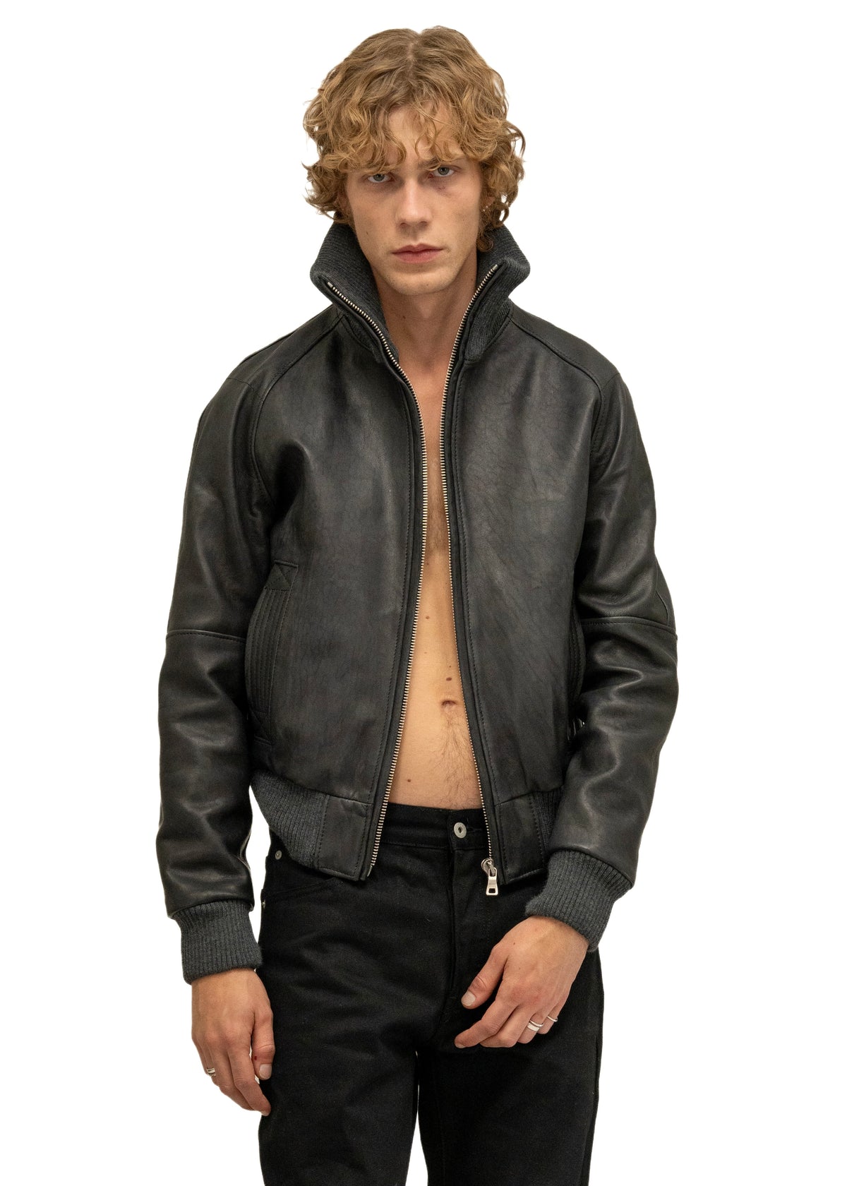 DUST ONE CUT LEATHER JACKET BLACK