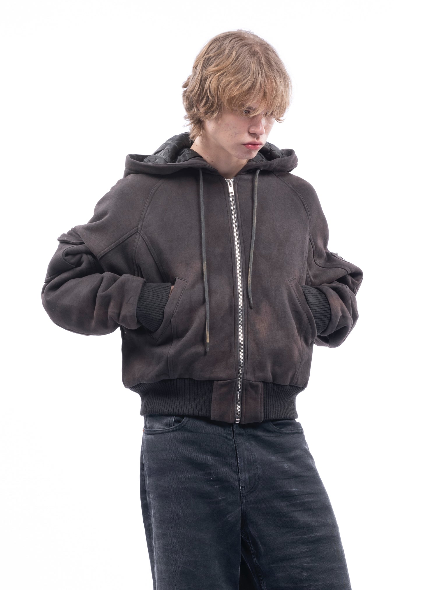 HOOD BOMBER USED BROWN