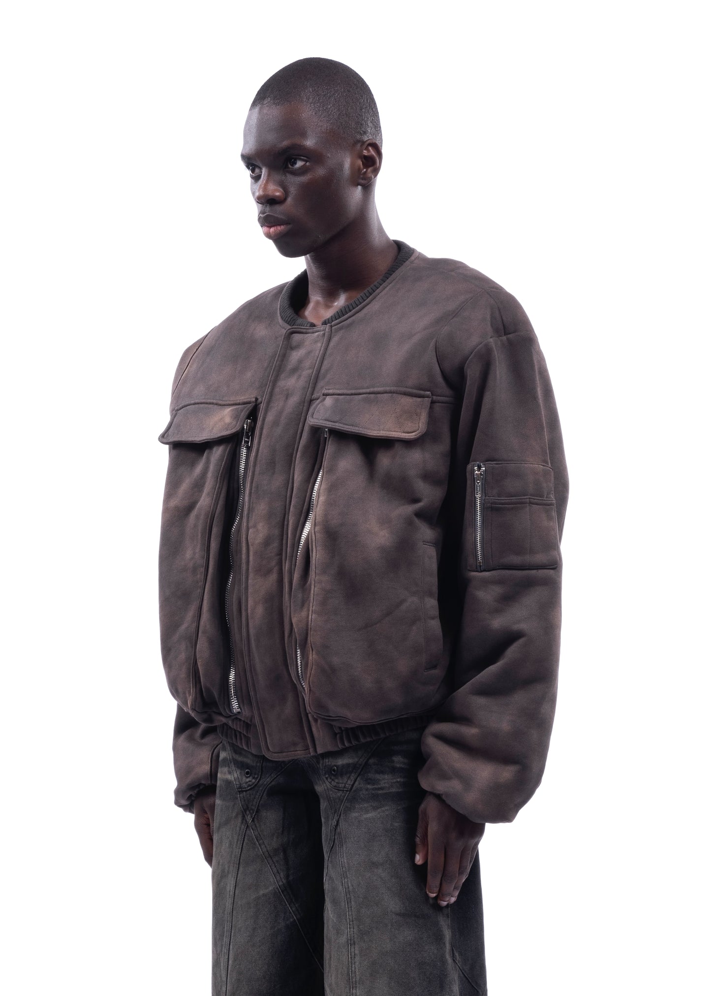 REMOVABLE SHOULDER BOMBER USED BROWN