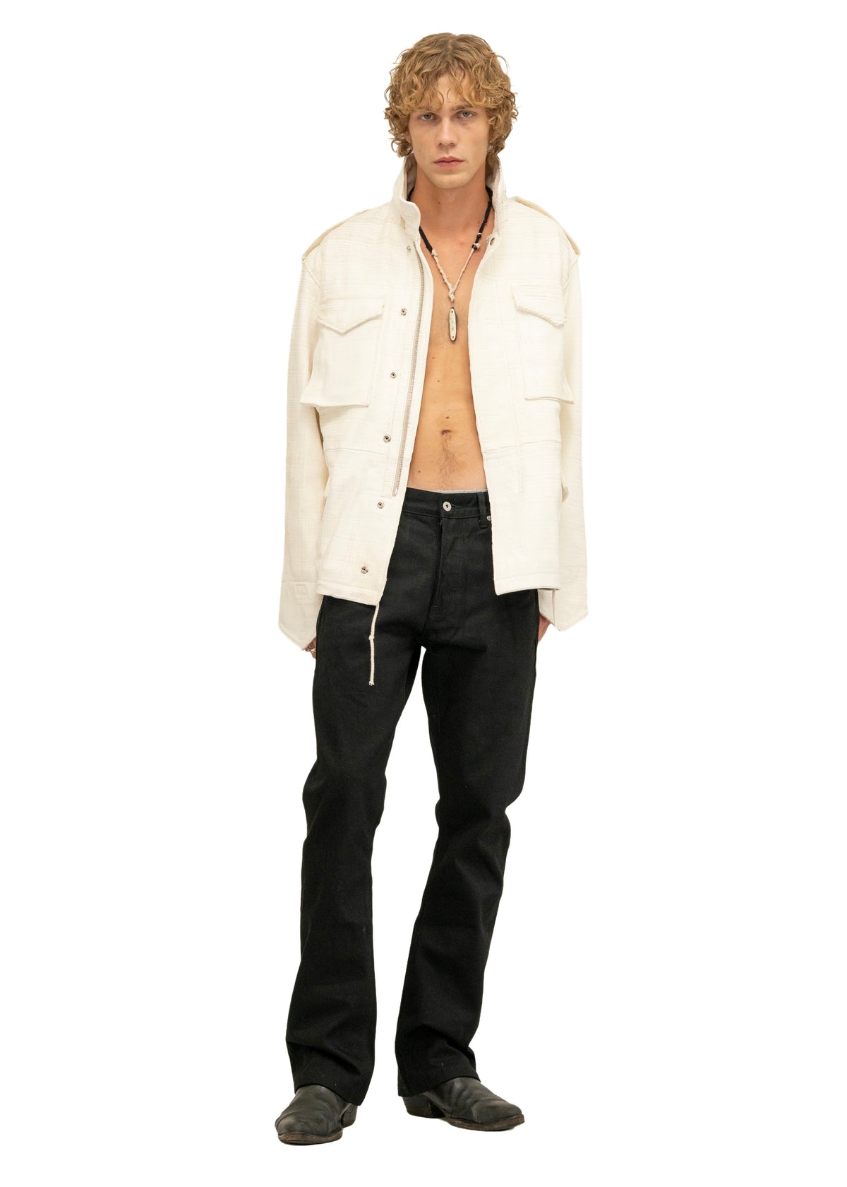 LEATHER FIELD PARKA WHITE