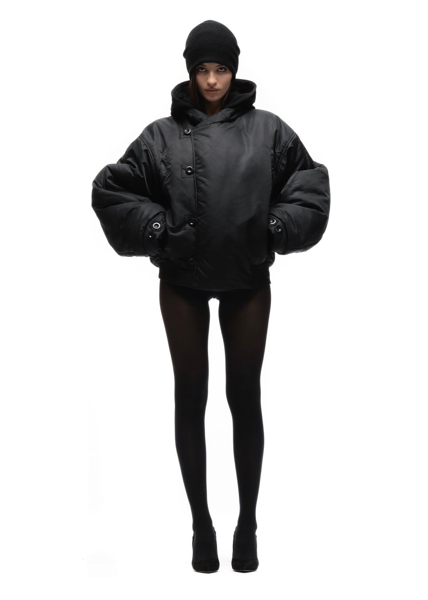 FENCING WAFFLE BOMBER JACKET BLACK FEMALE