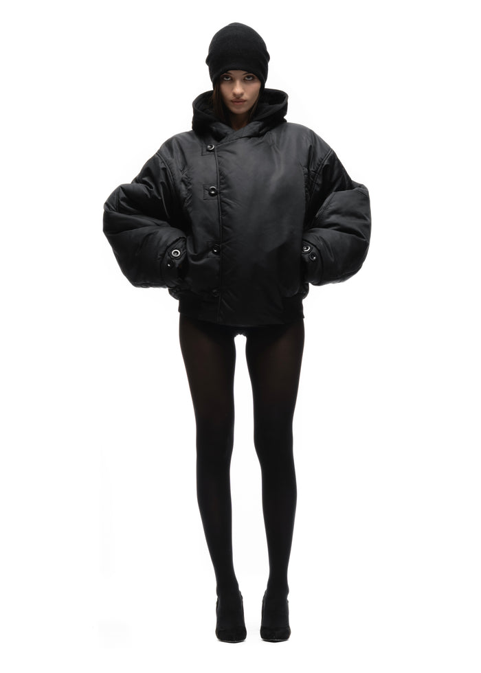 FENCING WAFFLE BOMBER JACKET BLACK FEMALE