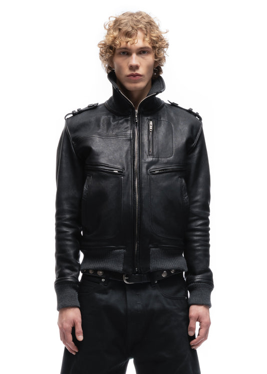 SHADOW OPERATOR LEATHER JACKET BLACK