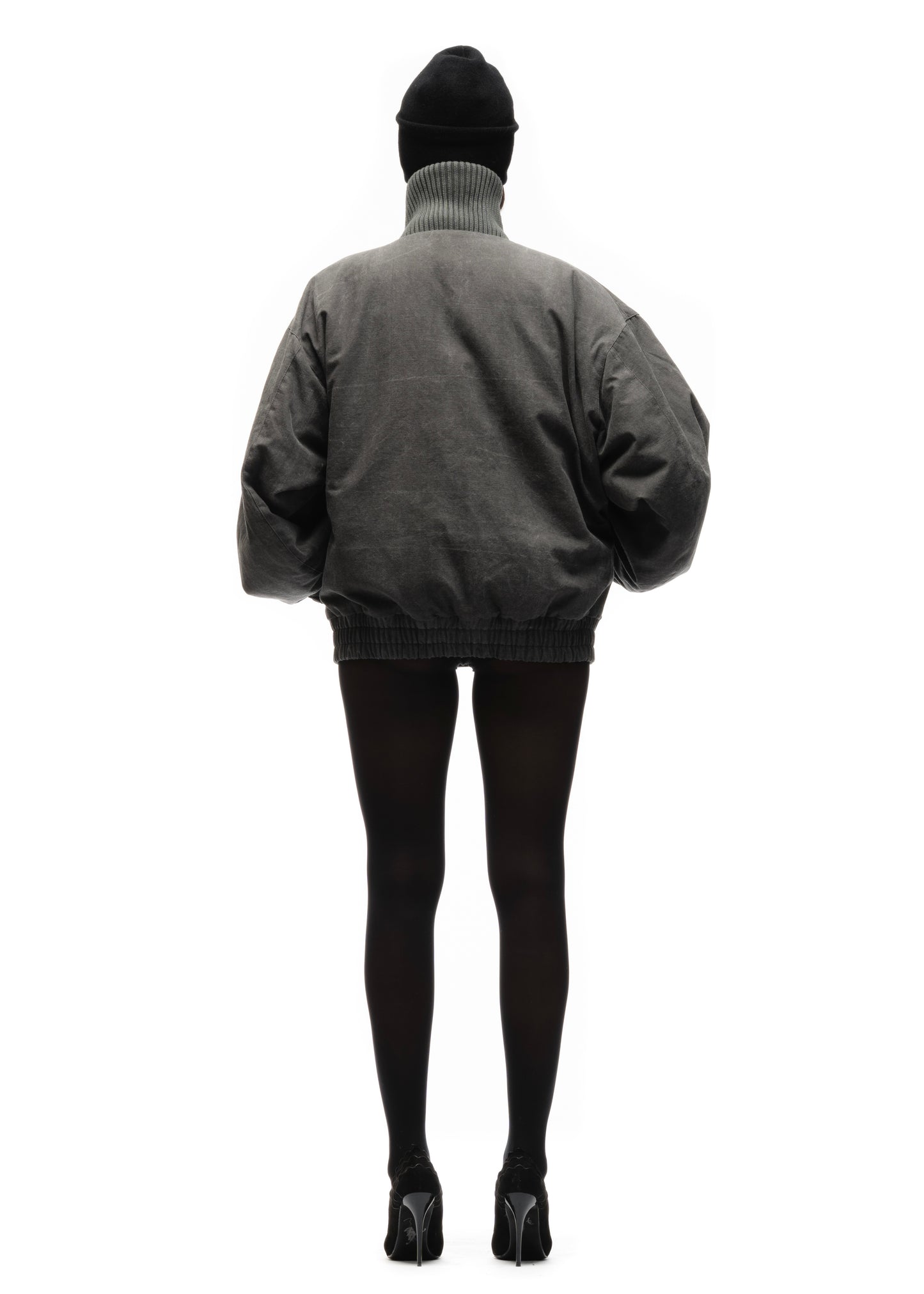 JAPANESE FLIGHT PADDED BOMBER JACKET STRUCTURED GREY FEMALE