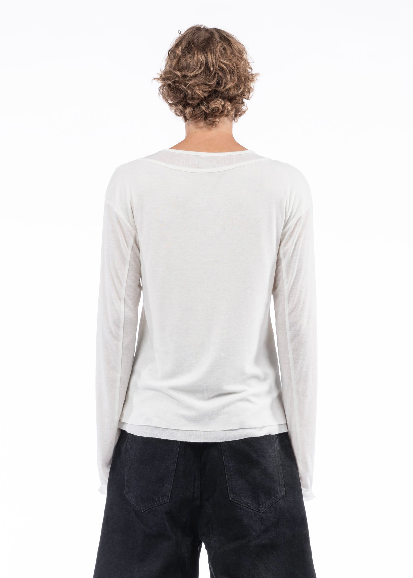 DOUBLE LAYERED ORGANIC COTTON LONGSLEEVE WHITE