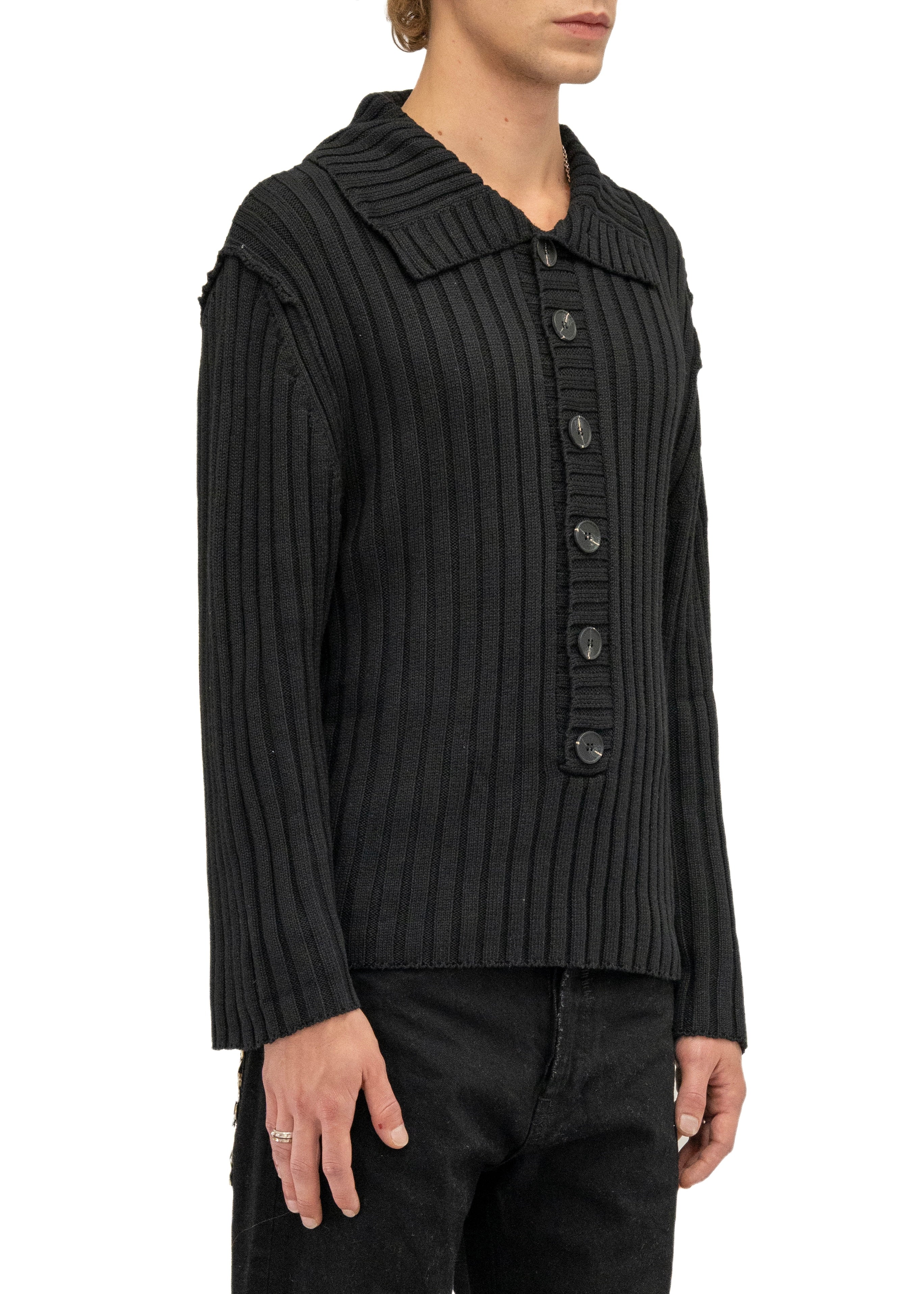 BUTTON LINE KNIT JUMPER BLACK – NO/FAITH STUDIOS