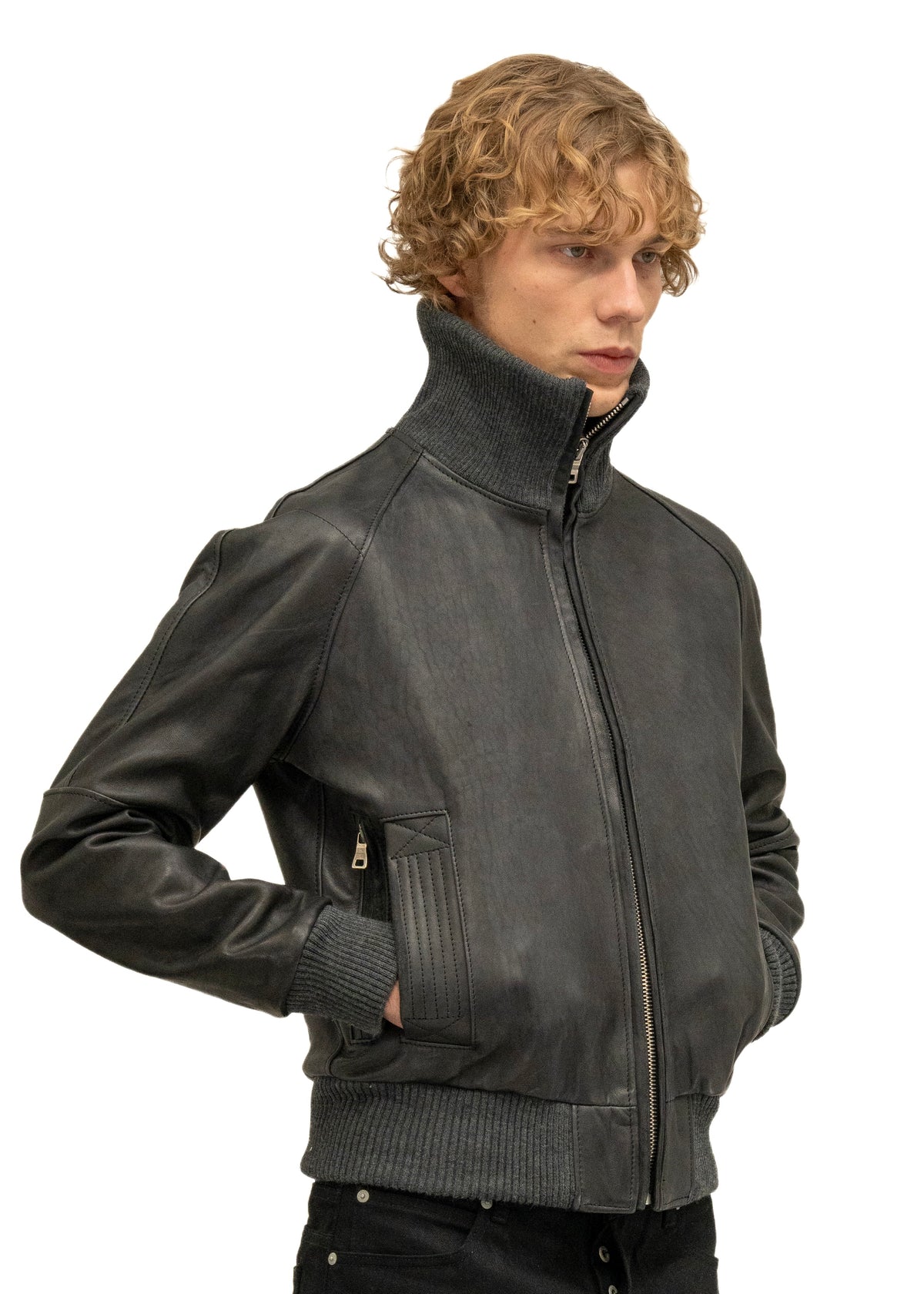 DUST ONE CUT LEATHER JACKET BLACK