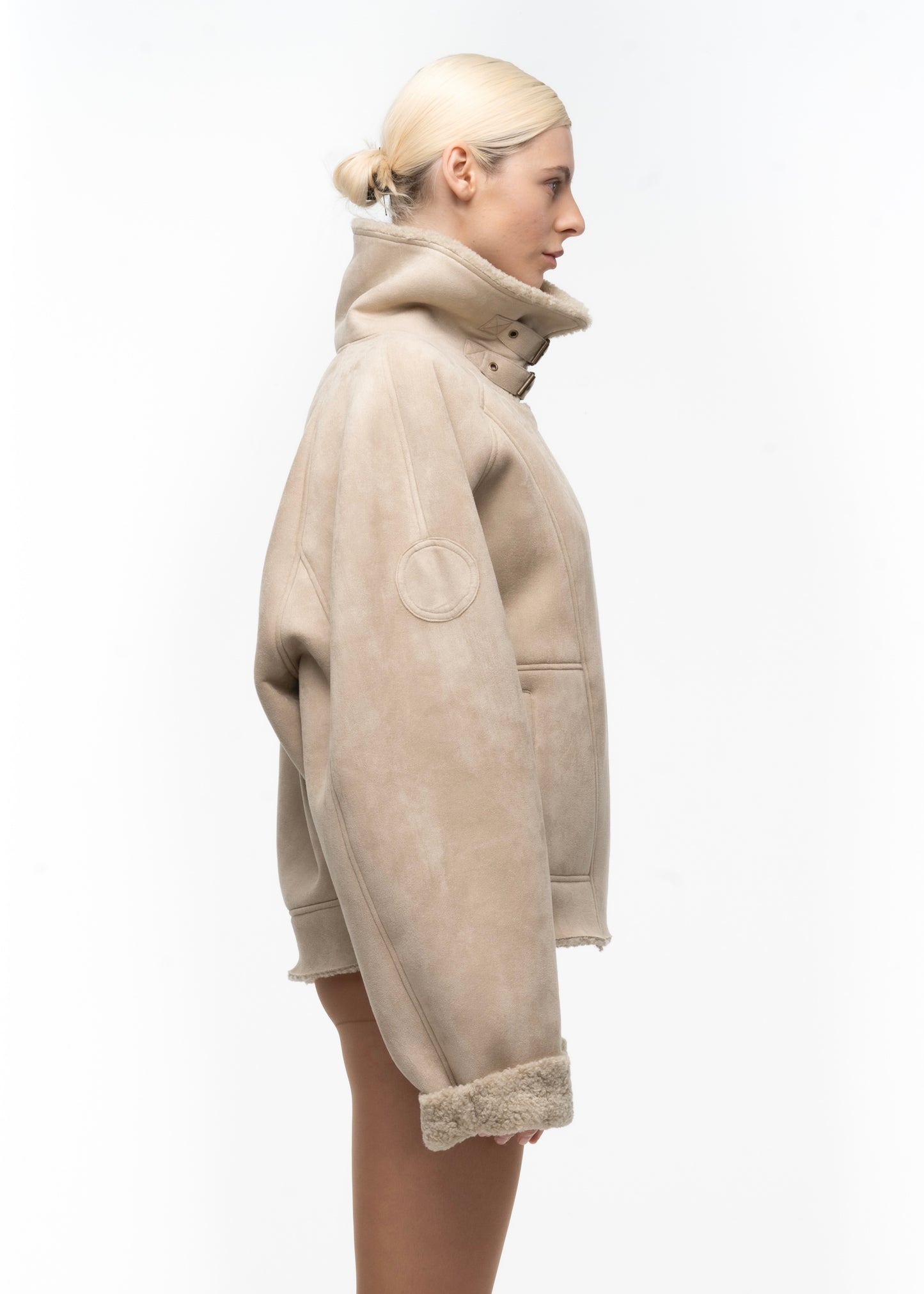 HEAVY FLIGHT SHEARLING JACKET BEIGE WOMEN'S CUT