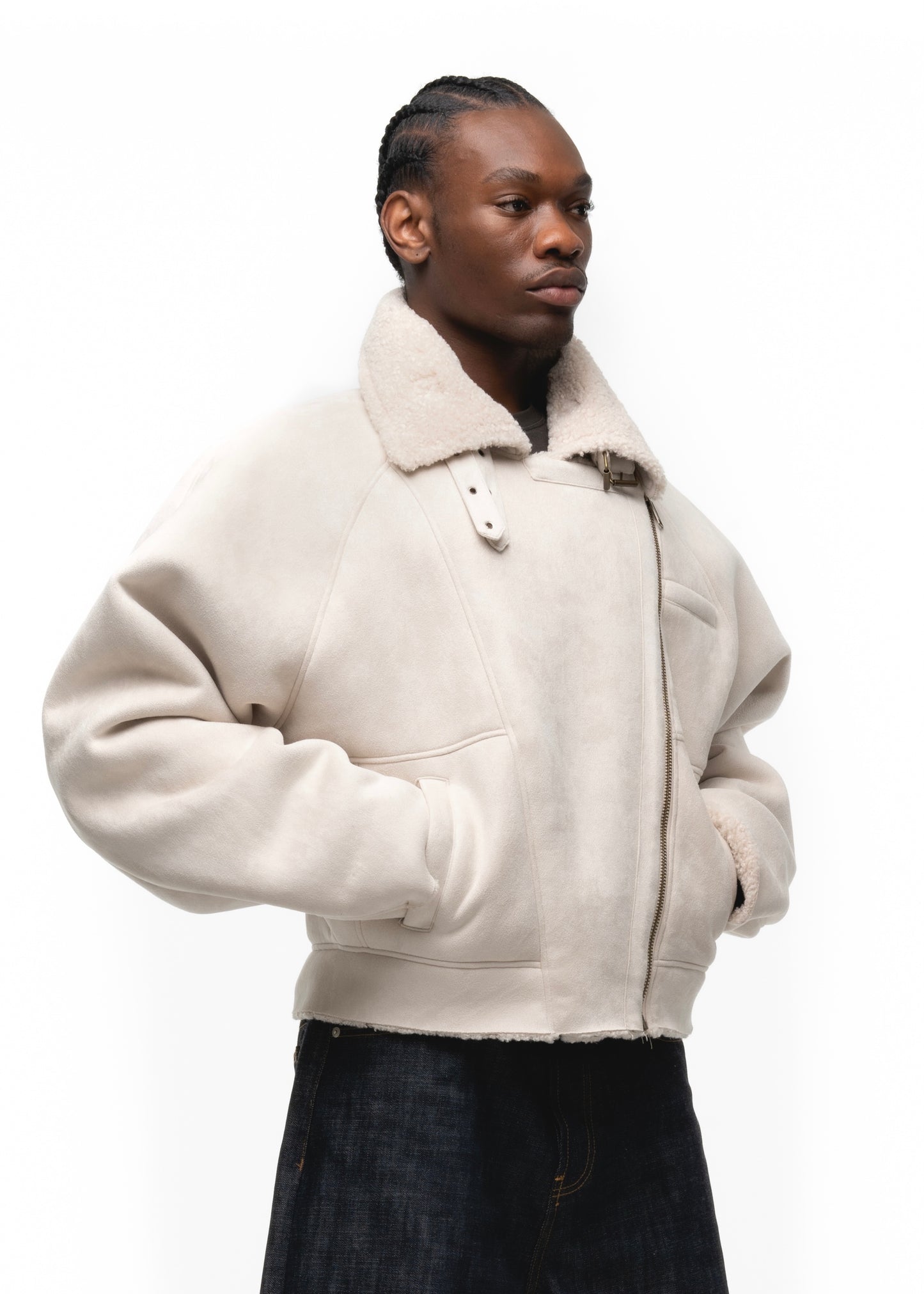 HEAVY FLIGHT SHEARLING JACKET WHITE