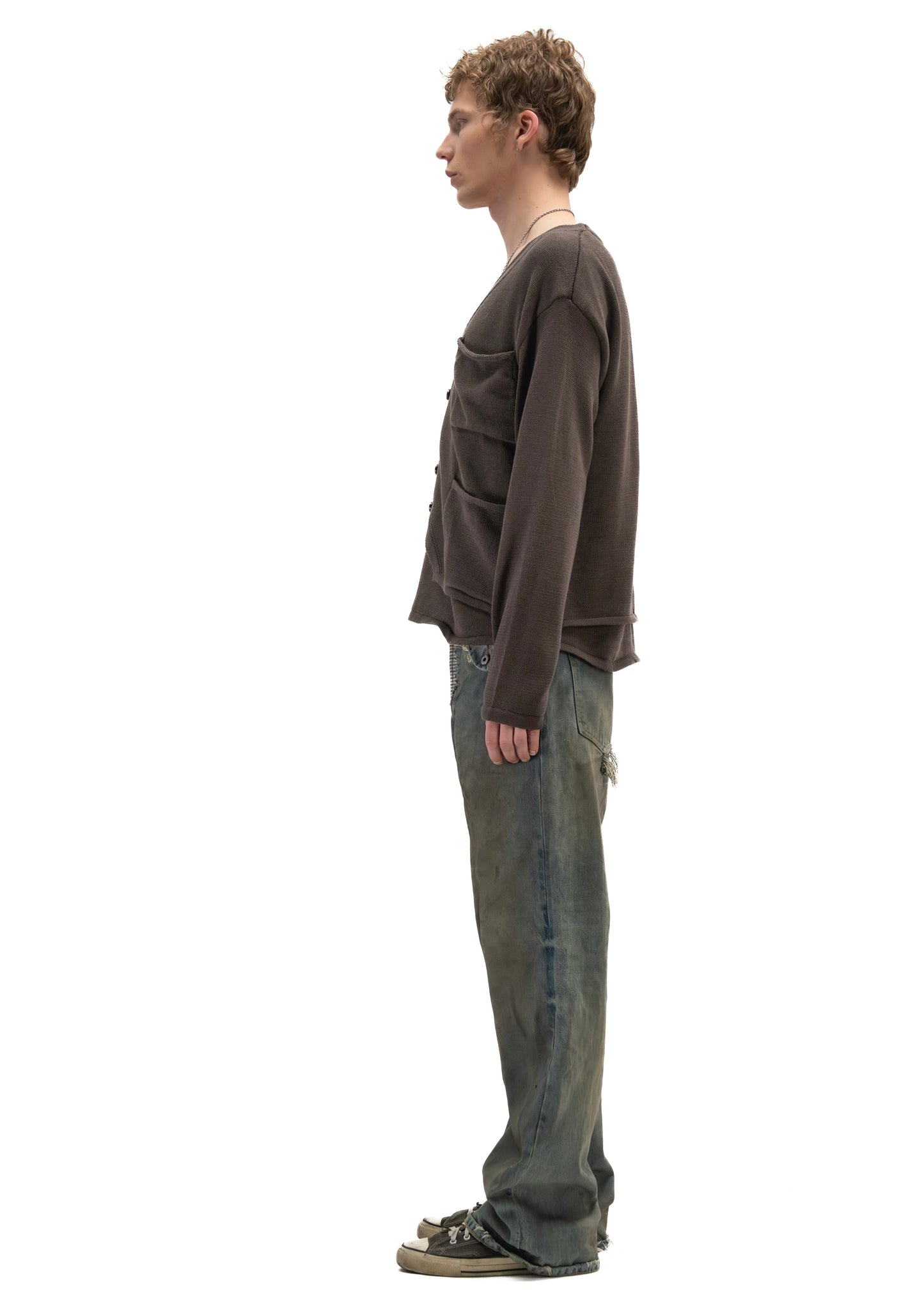 DOUBLE LAYERED KNIT CARDIGAN