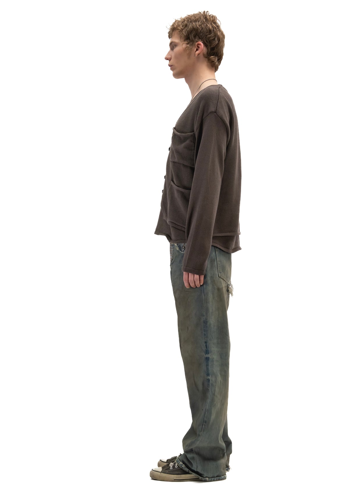 DOUBLE LAYERED KNIT CARDIGAN