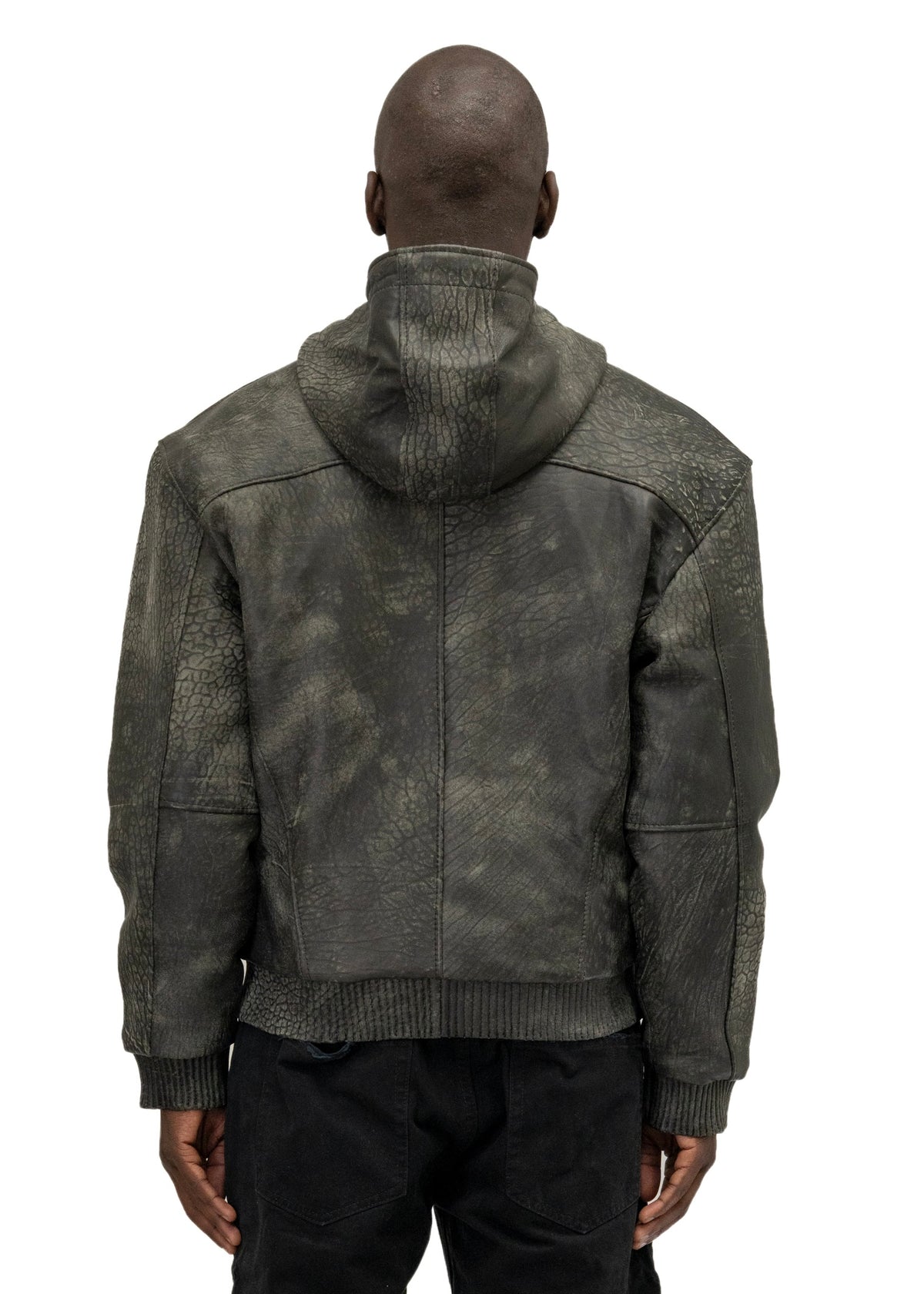 SCAR HOOD LEATHER JACKET GREEN