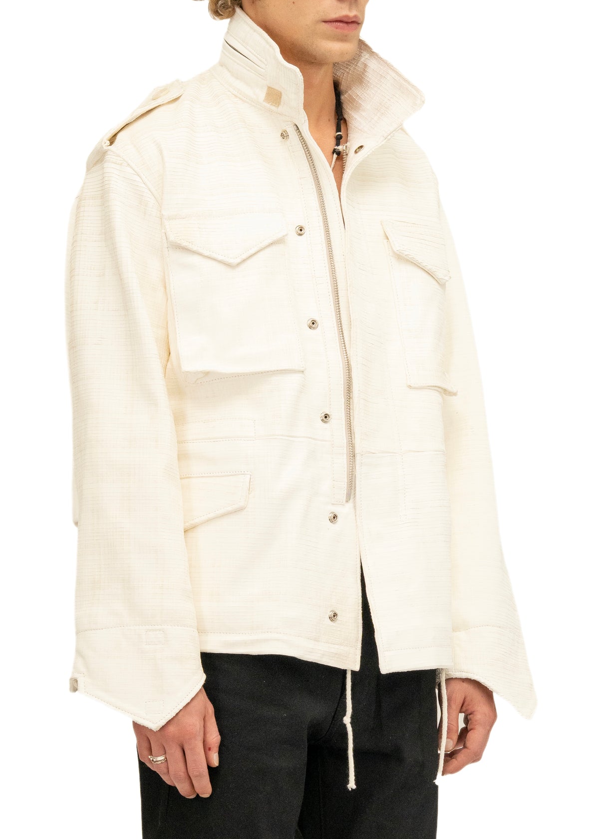 LEATHER FIELD PARKA WHITE