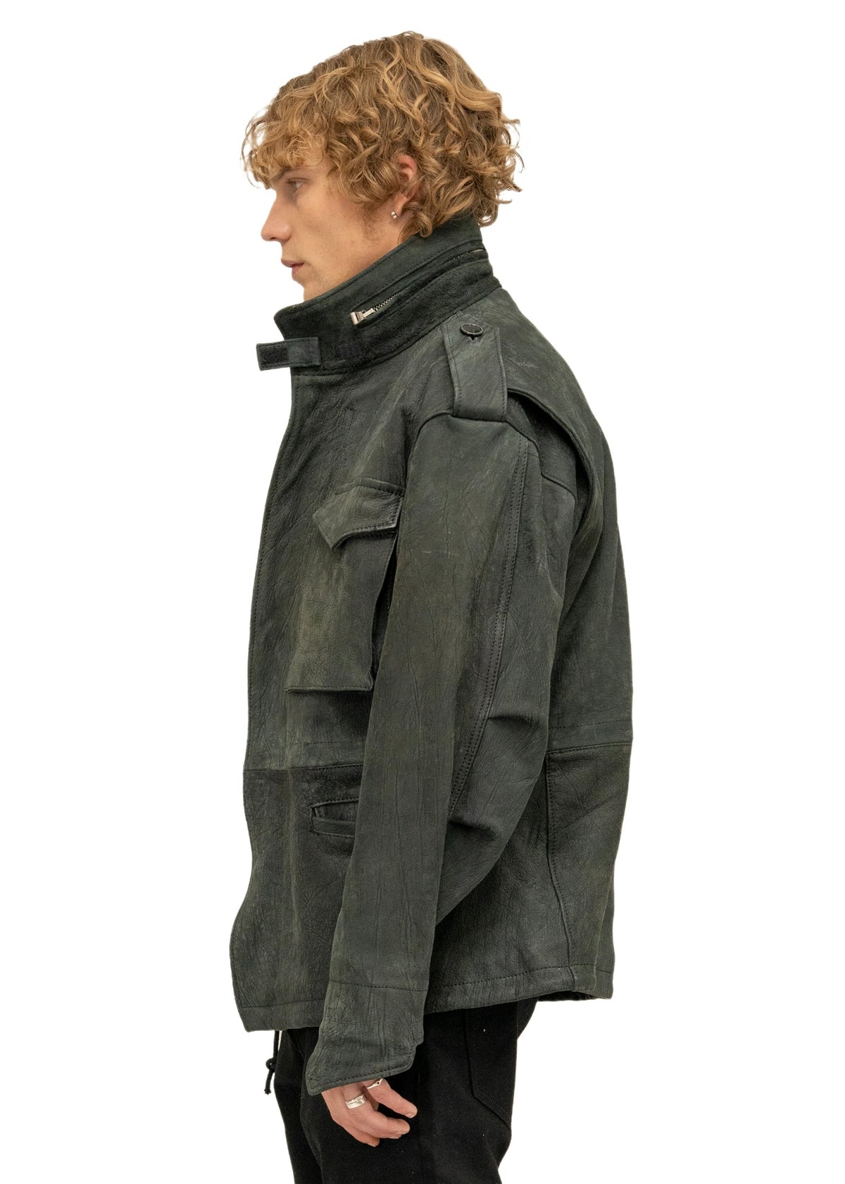 LEATHER FIELD PARKA BLACK
