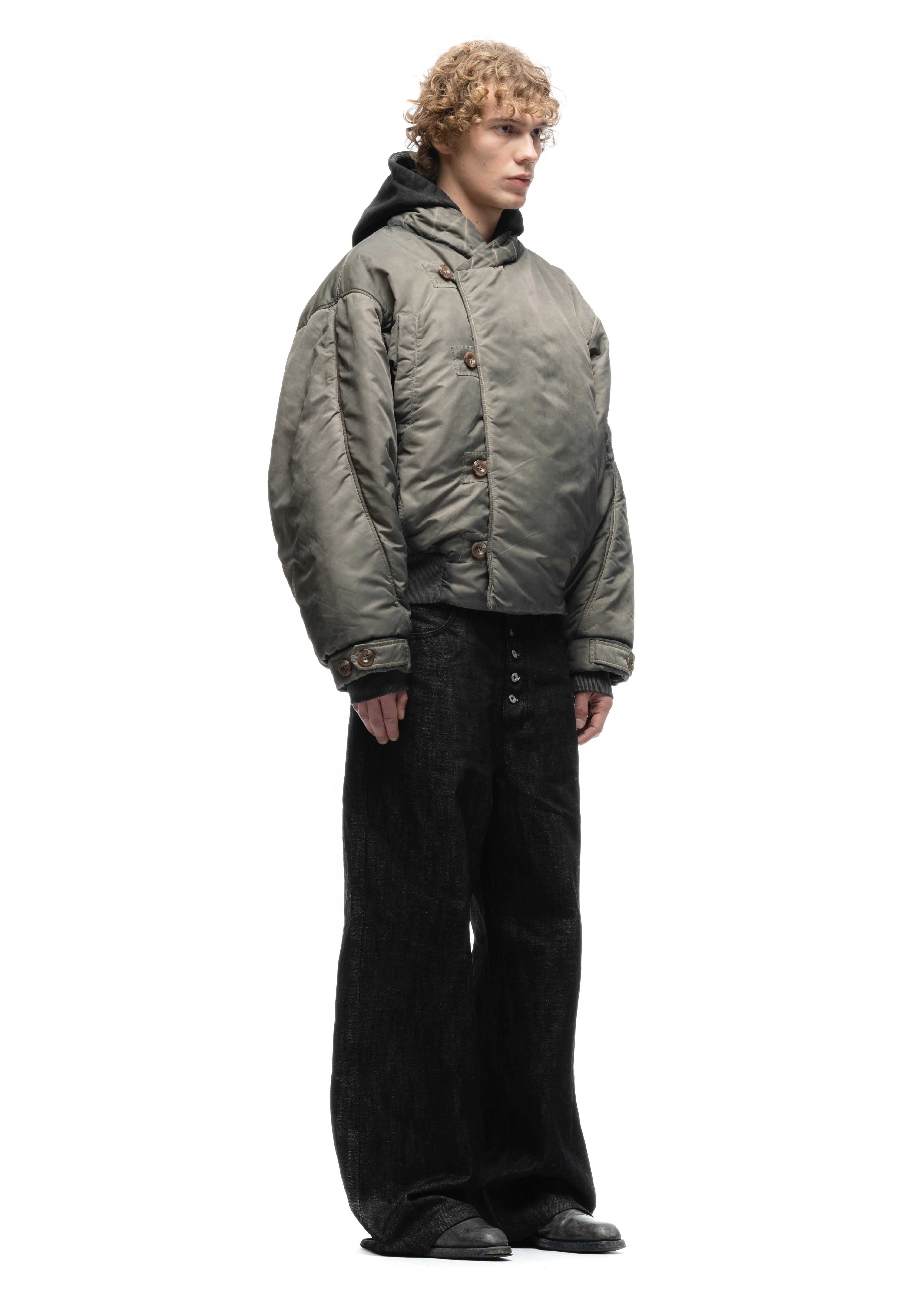 NCウェザーフーディーブルゾン FENCING WAFFLE BOMBER JACKET USED BEIGE – NO/FAITH STUDIOS