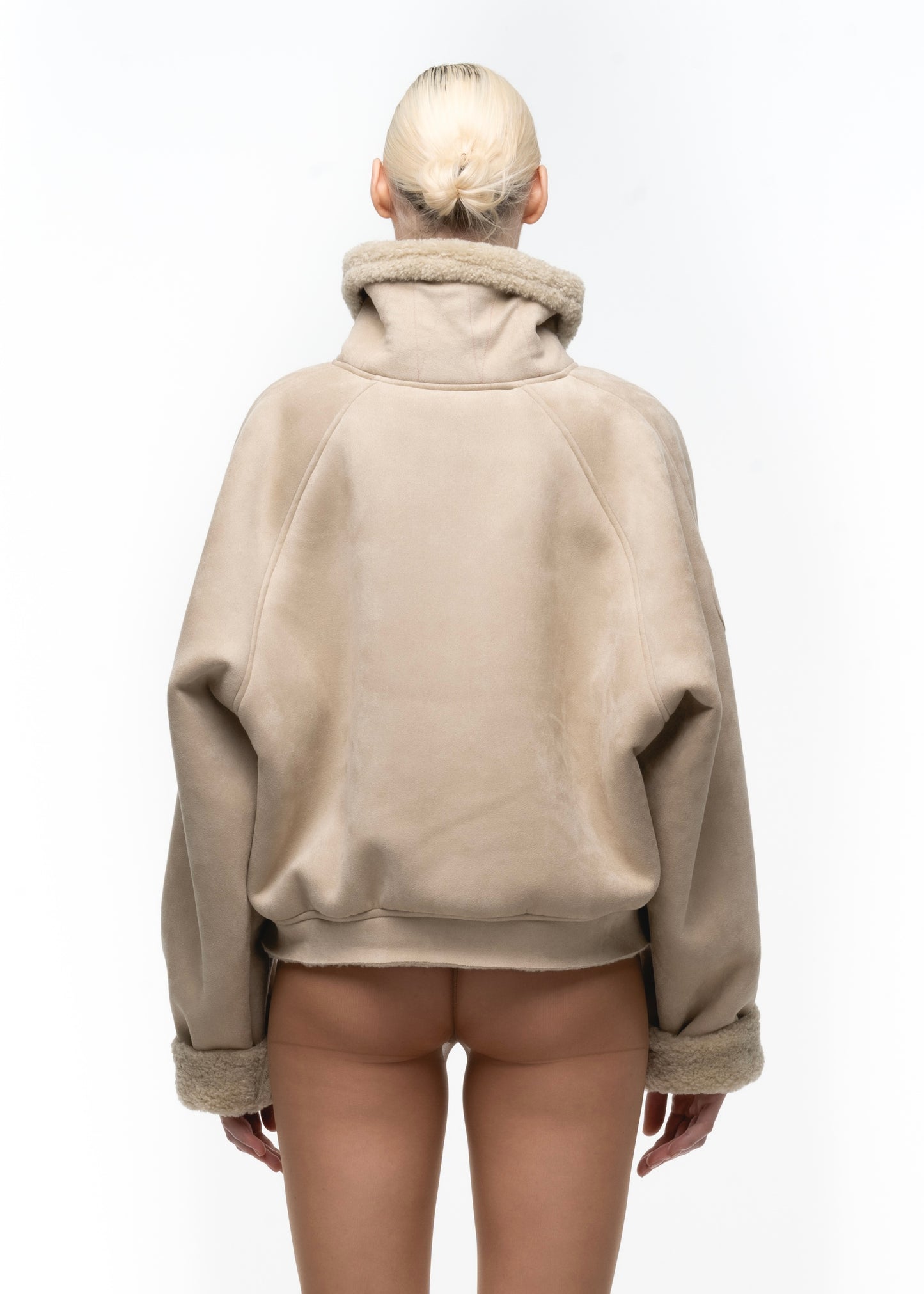 HEAVY FLIGHT SHEARLING HOODIE BEIGE WOMEN'S CUT