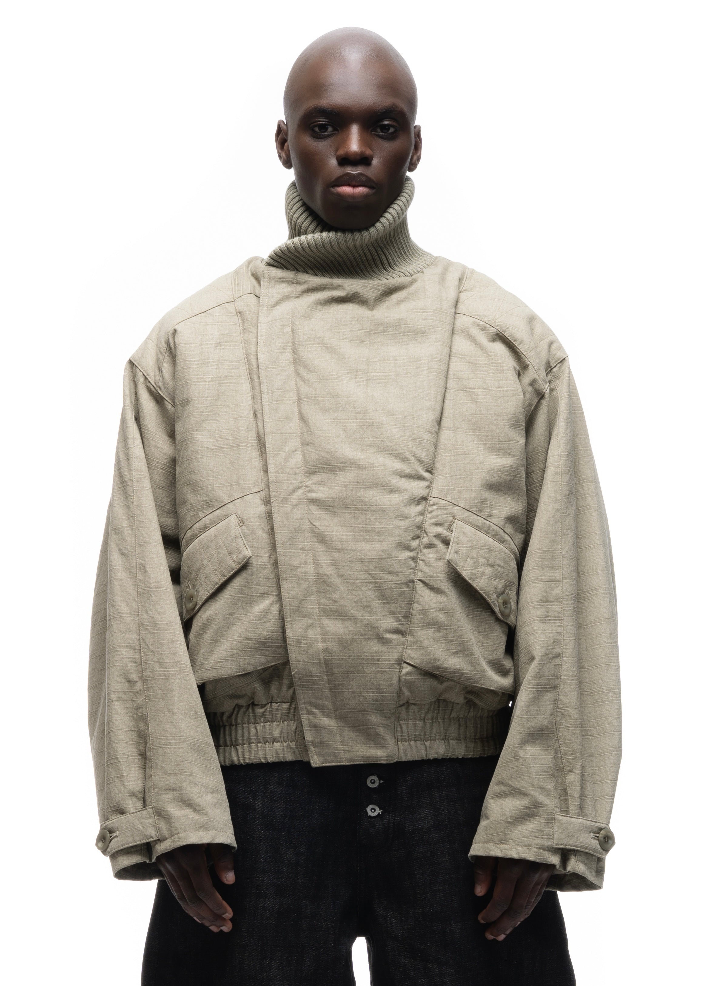 JAPANESE FLIGHT PADDED BOMBER JACKET CONCRETE BEIGE – NO/FAITH STUDIOS