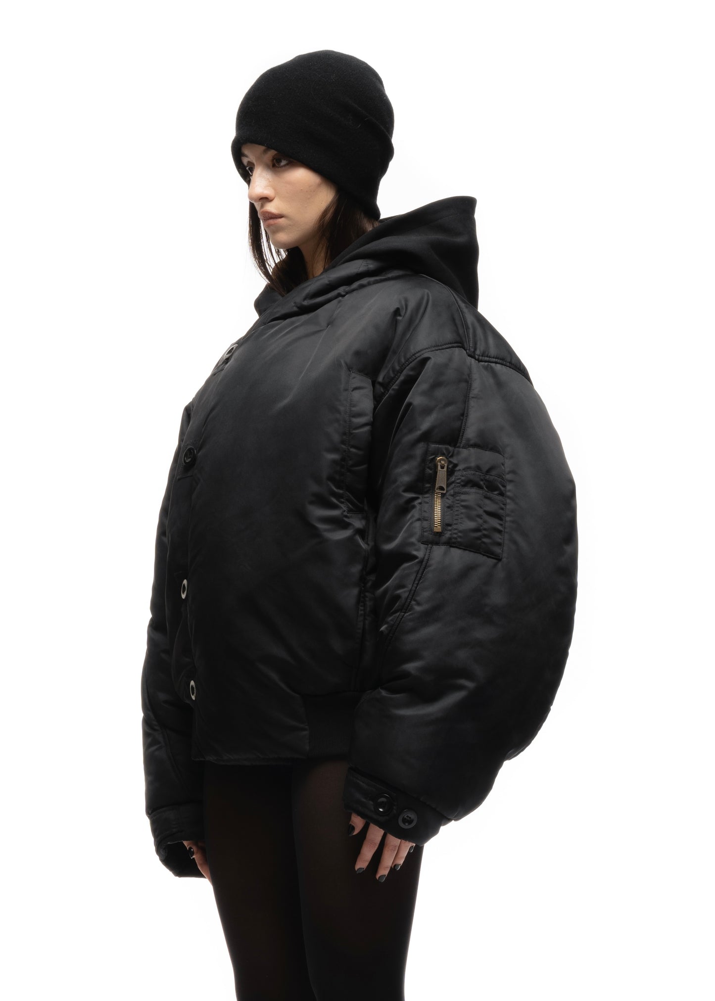 FENCING WAFFLE BOMBER JACKET BLACK FEMALE