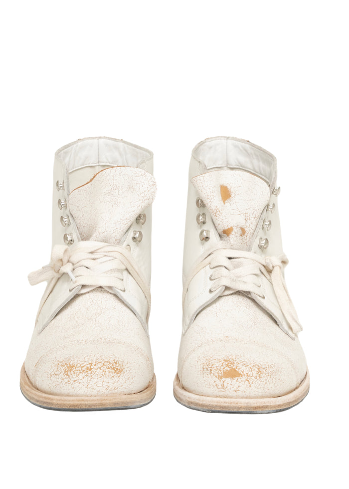 UTILITY BOOTS CRACKED WHITE