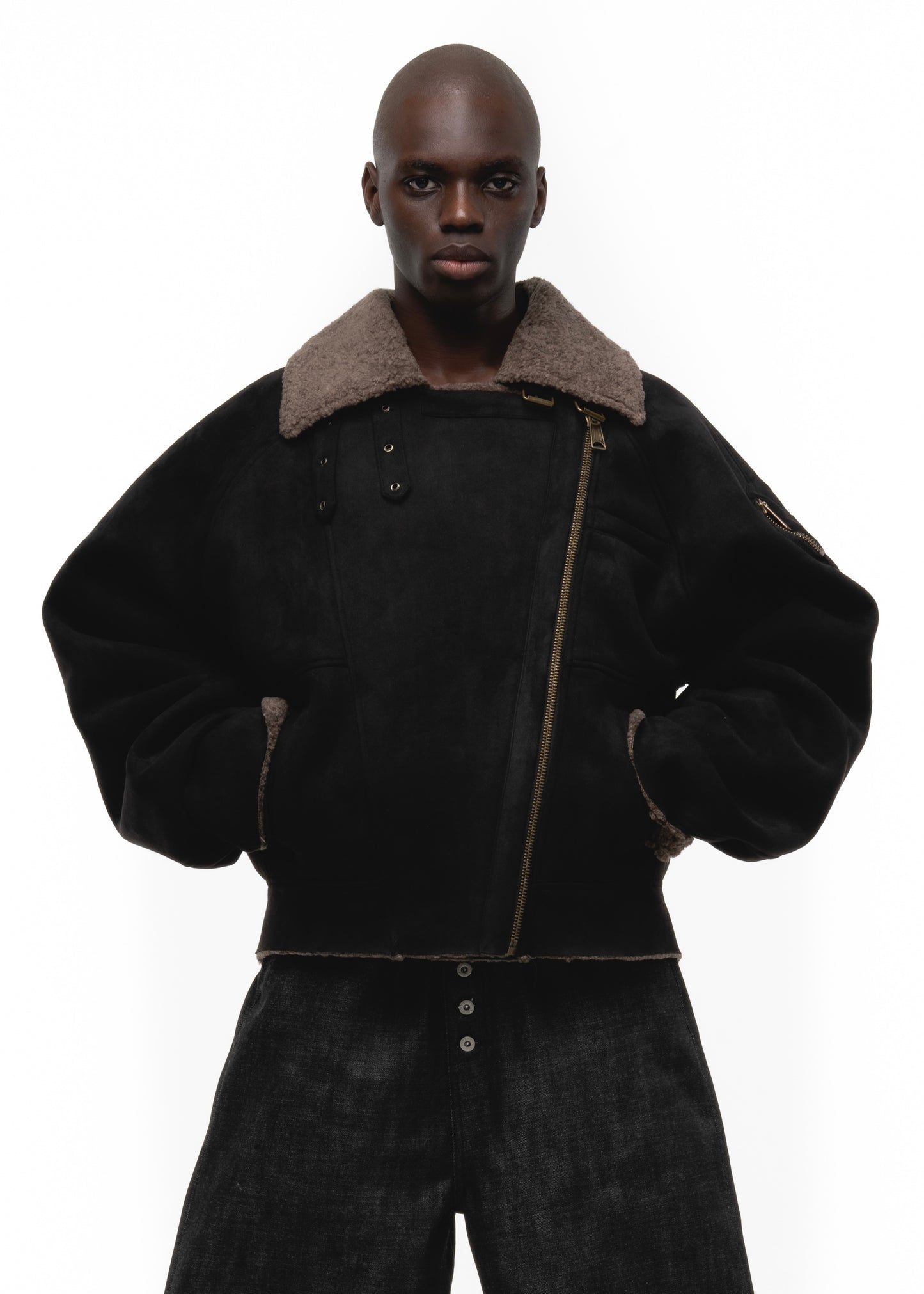 HEAVY FLIGHT SHEARLING JACKET BROWN/BLACK