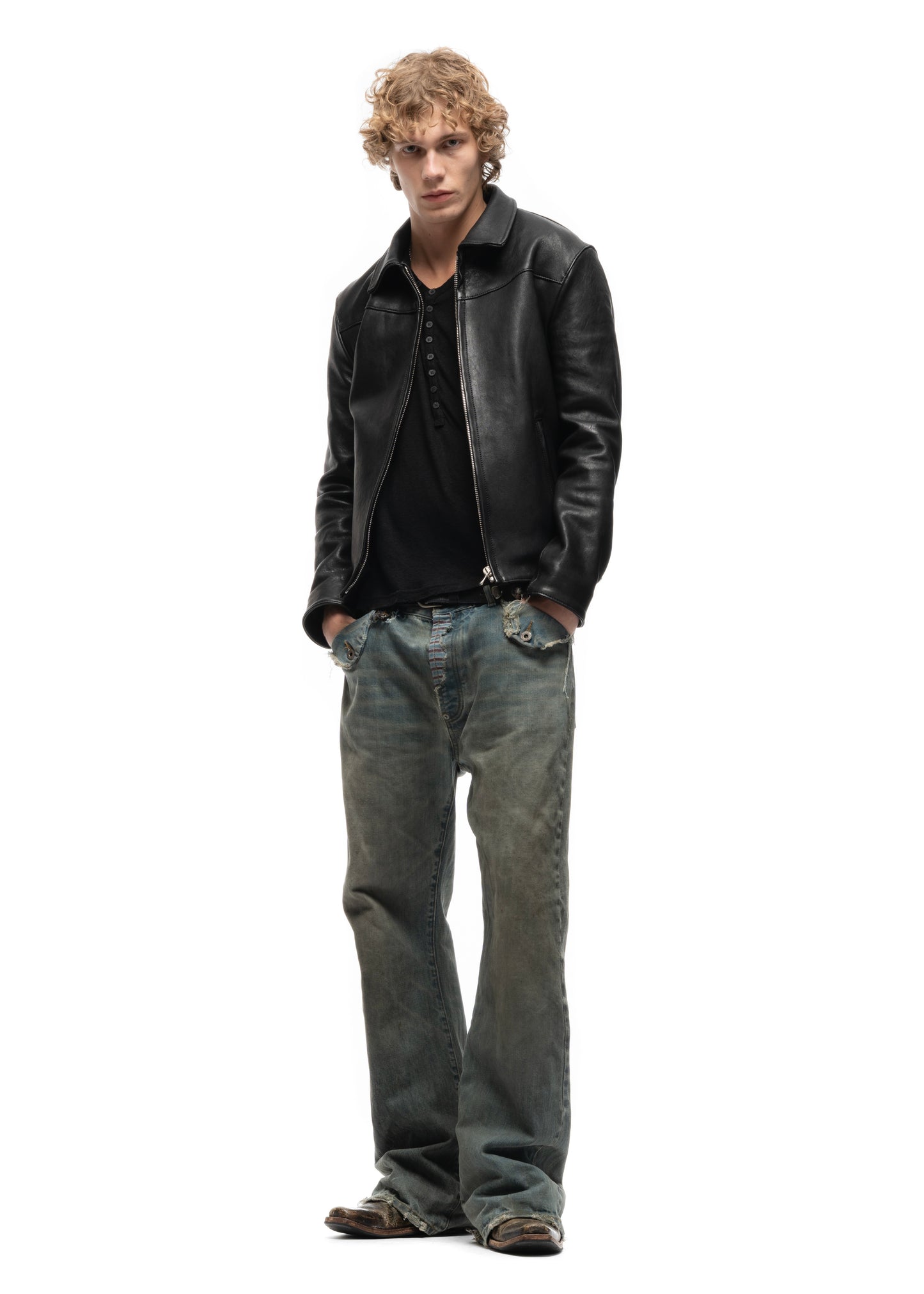 MESSAGE BUTTON UP T-SHIRT BLACK